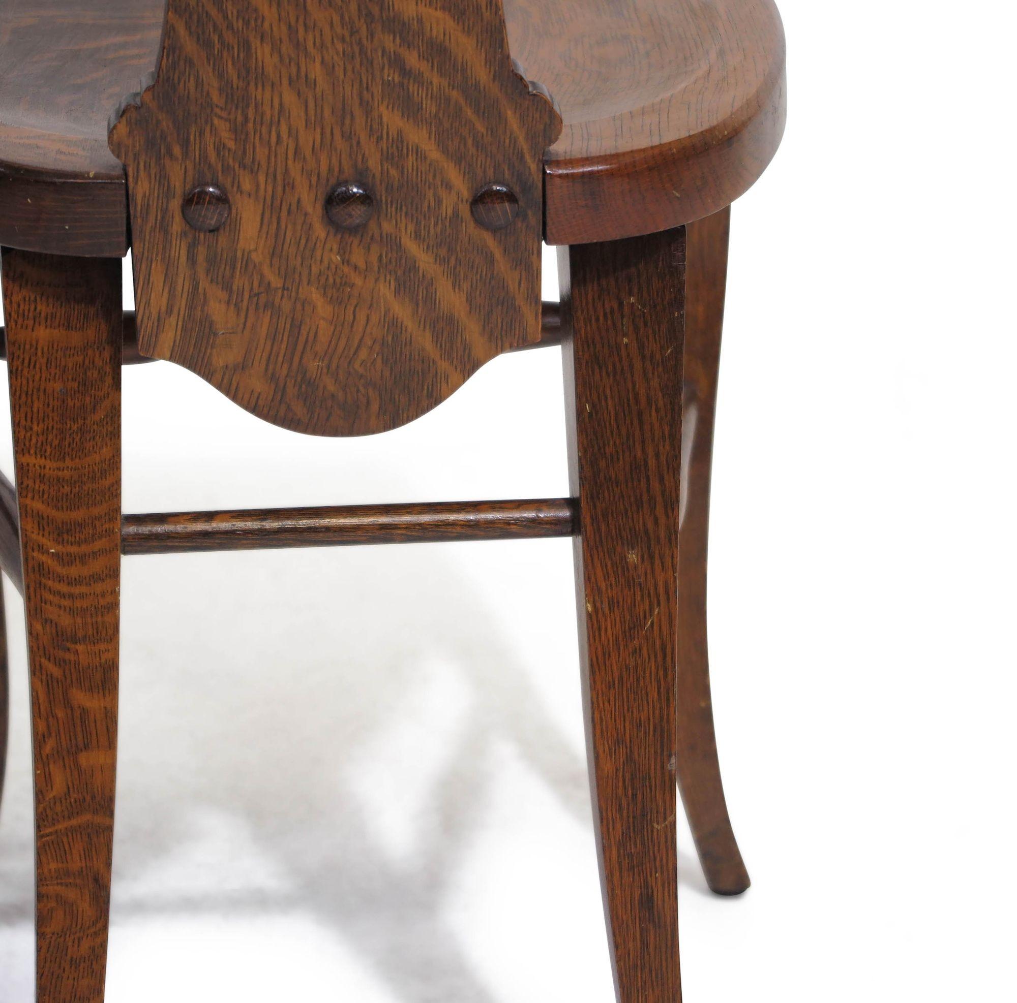 1910 Whimsically Carved Northwind Oak Chair 3