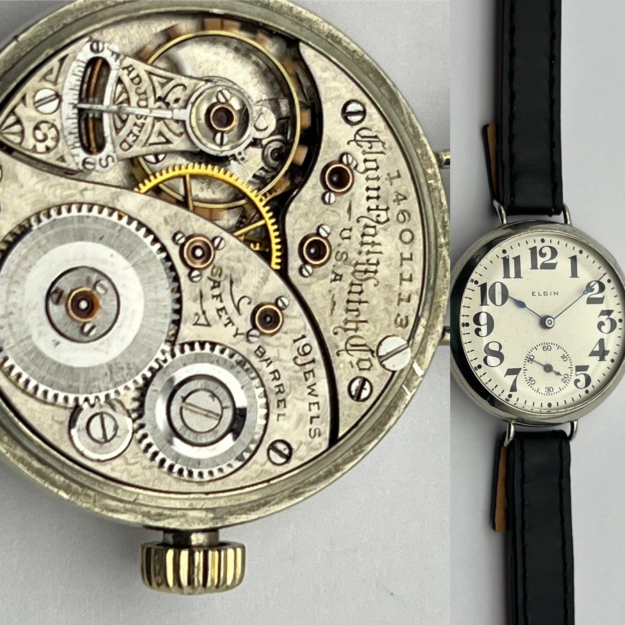 Women's or Men's 1910 WW1 / Trench Watch, Extraordinarily Elgin Rare Caliber 201, 19 Jewel.  For Sale