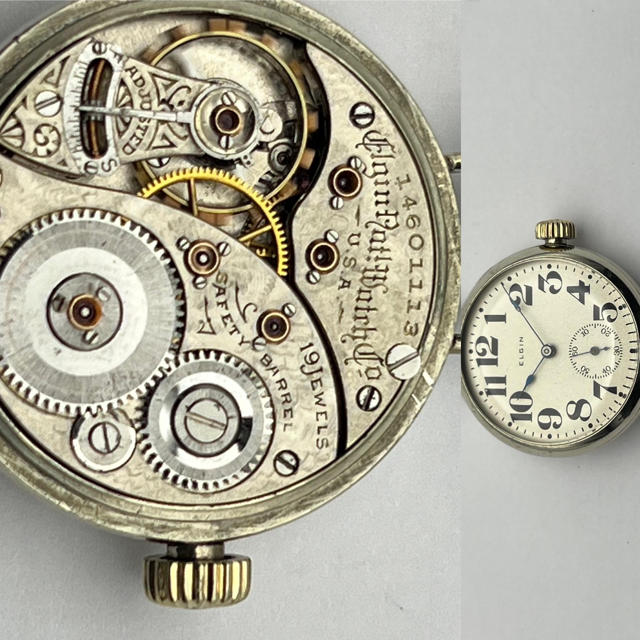 1910 WW1 / Trench Watch, Extraordinarily Elgin Rare Caliber 201, 19 Jewel.  For Sale 1