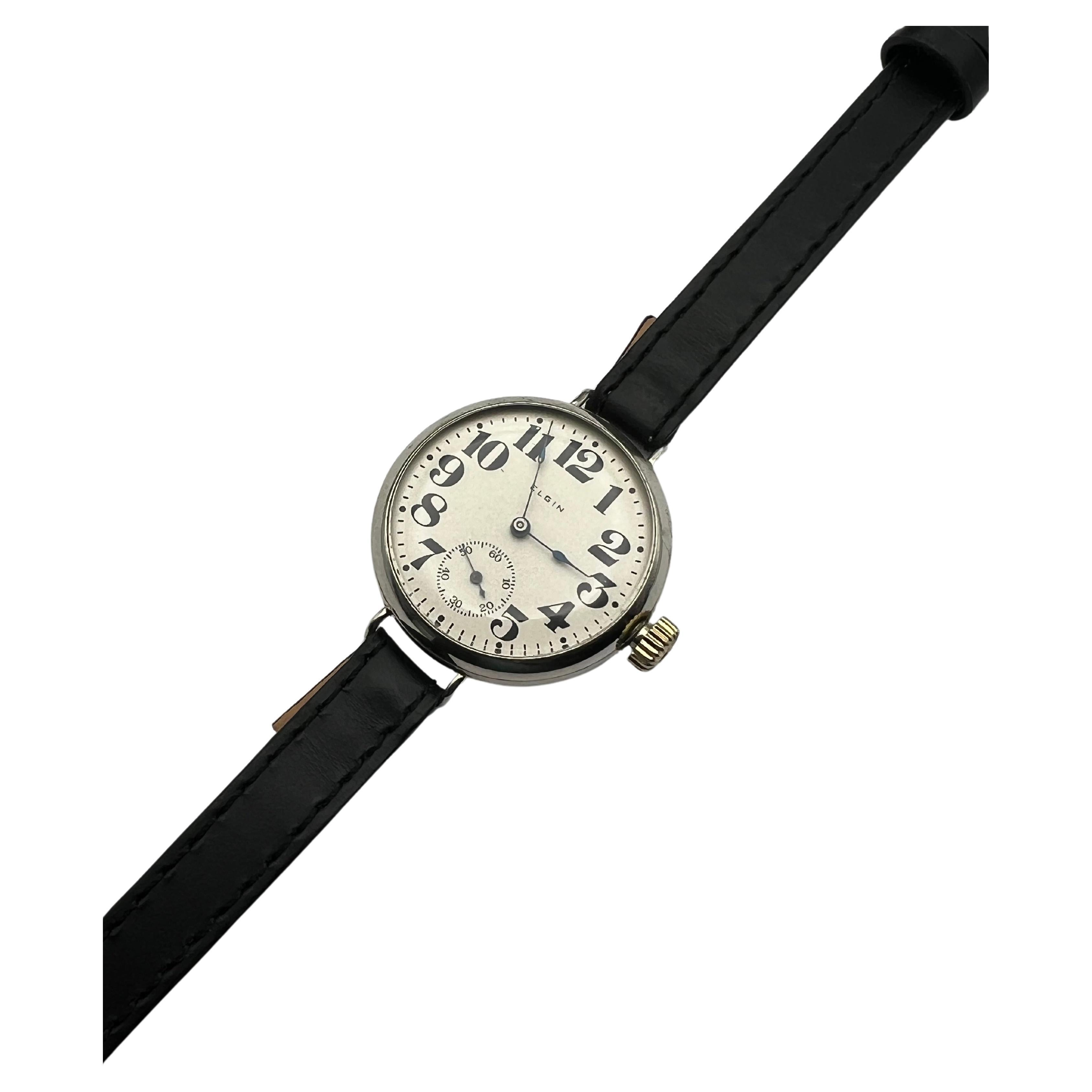 1910 WW1 / Trench Watch, Extraordinarily Elgin Rare Caliber 201, 19 Jewel.  For Sale