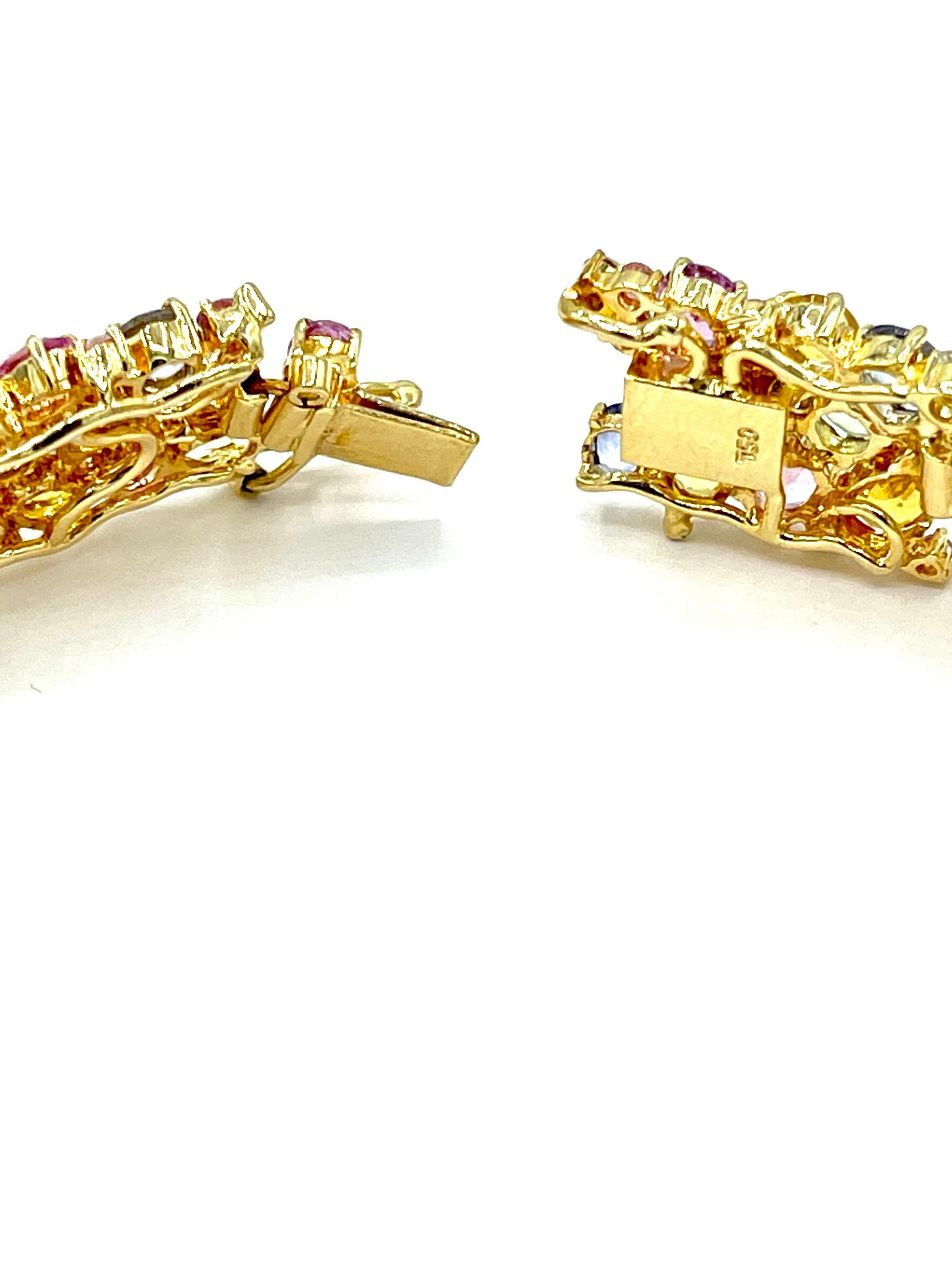 Women's or Men's 191.00 Carat Natural Multi-Color Sapphire and Diamond 18 Karat Gold Necklace