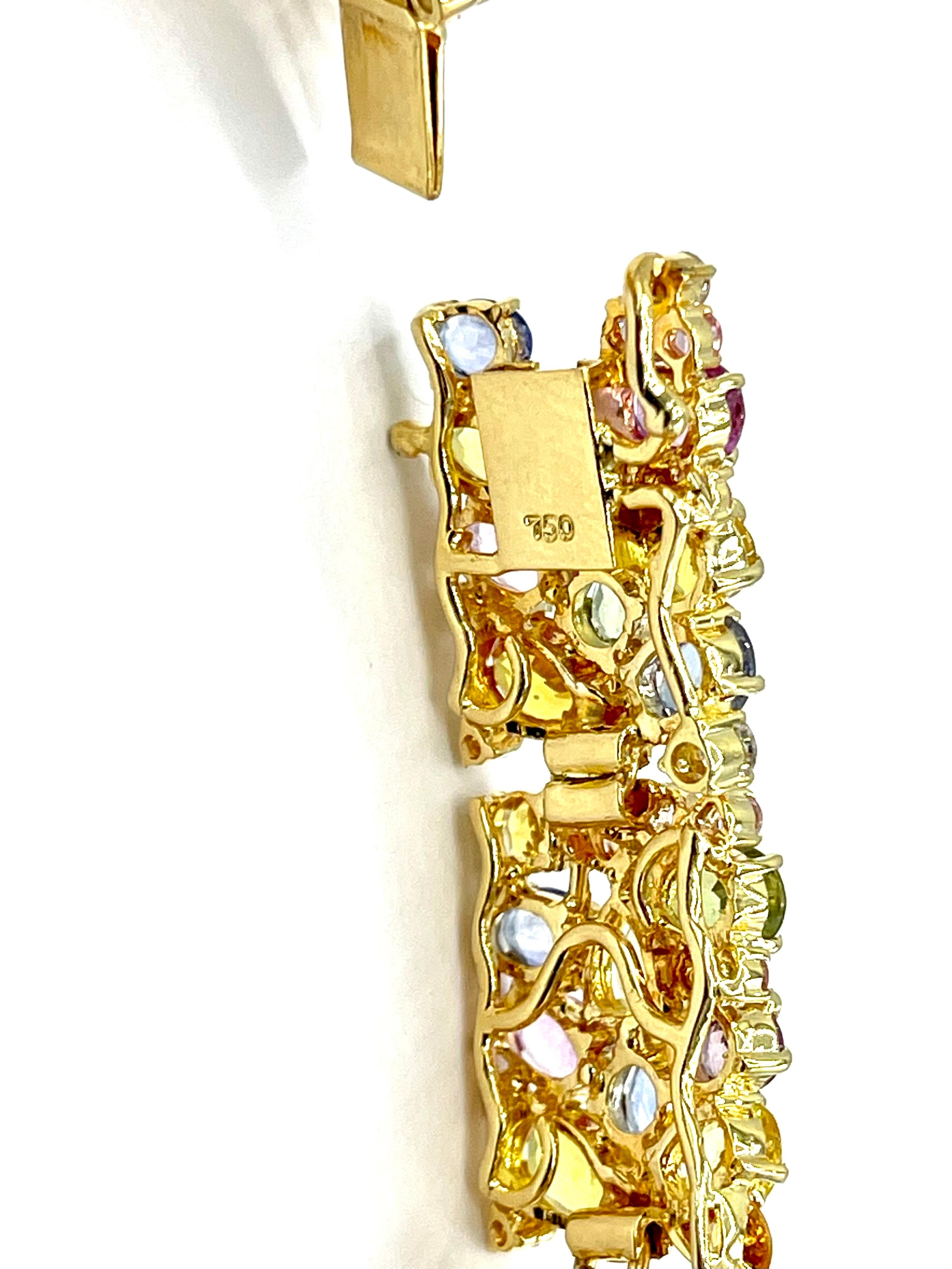 191.00 Carat Natural Multi-Color Sapphire and Diamond 18 Karat Gold Necklace 1