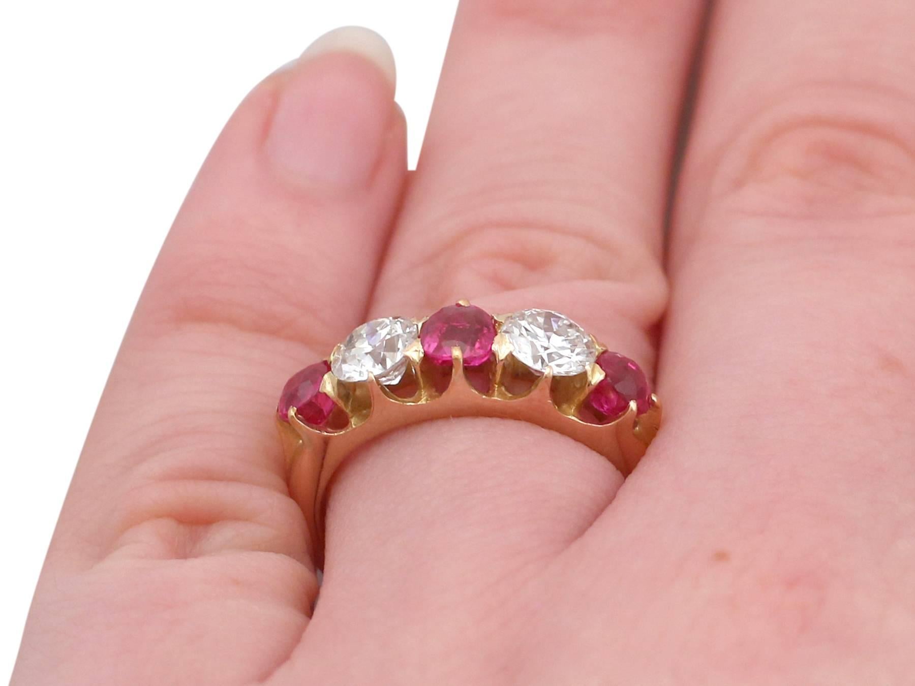 1910s 1.42 Carat Ruby and 1.39 Carat Diamond Gold Cocktail Ring 3