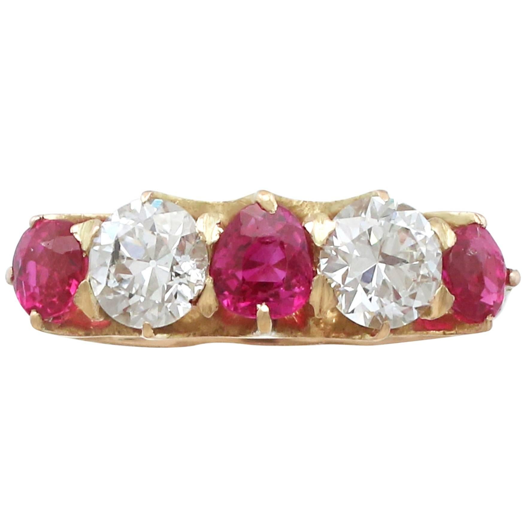 1910s 1.42 Carat Ruby and 1.39 Carat Diamond Gold Cocktail Ring