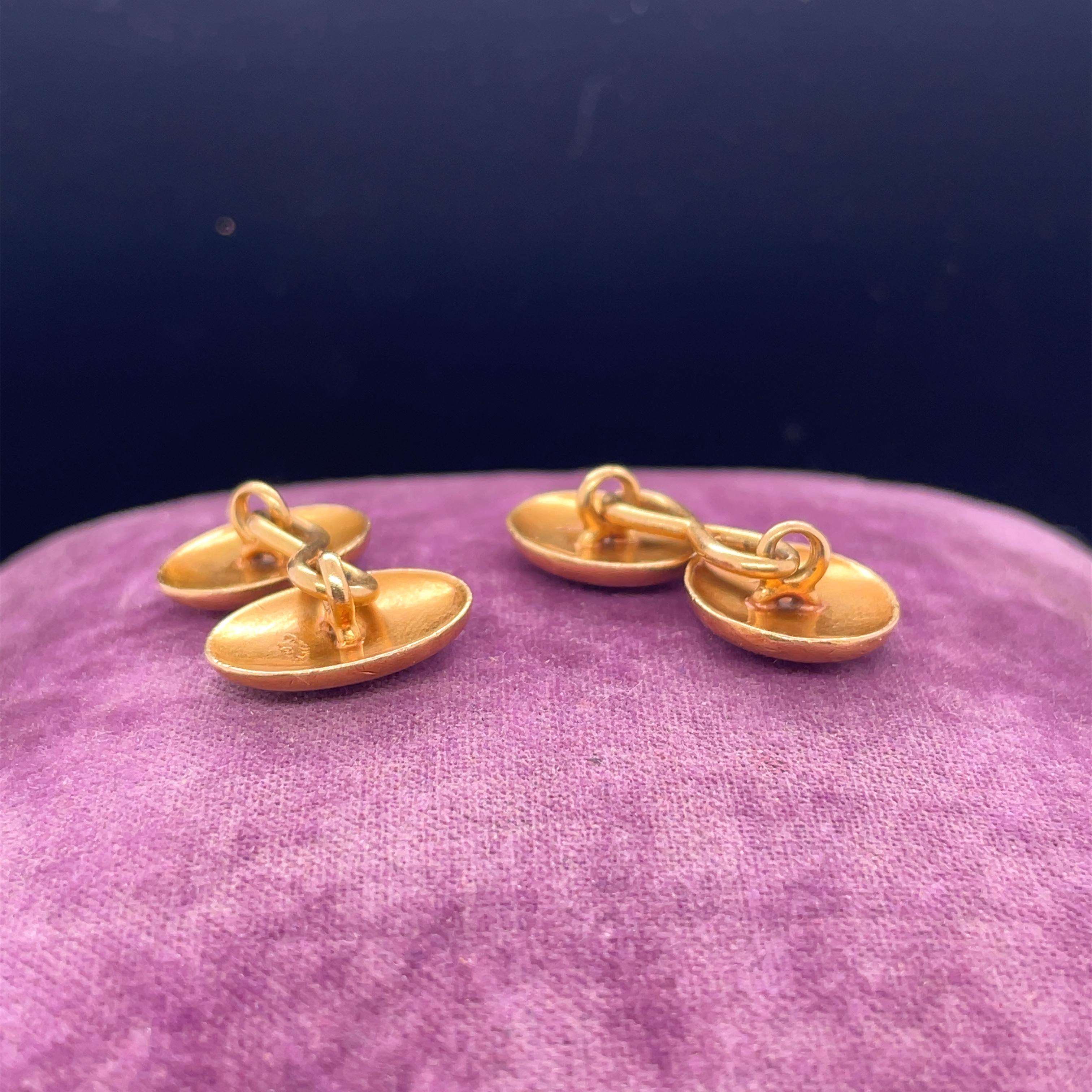 1910s 18K Yellow Gold Tiffany & Co. Monogram Cufflinks In Excellent Condition For Sale In Atlanta, GA