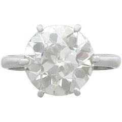 1910s-1950s 4.60 Carat Diamond and Platinum Solitaire Ring