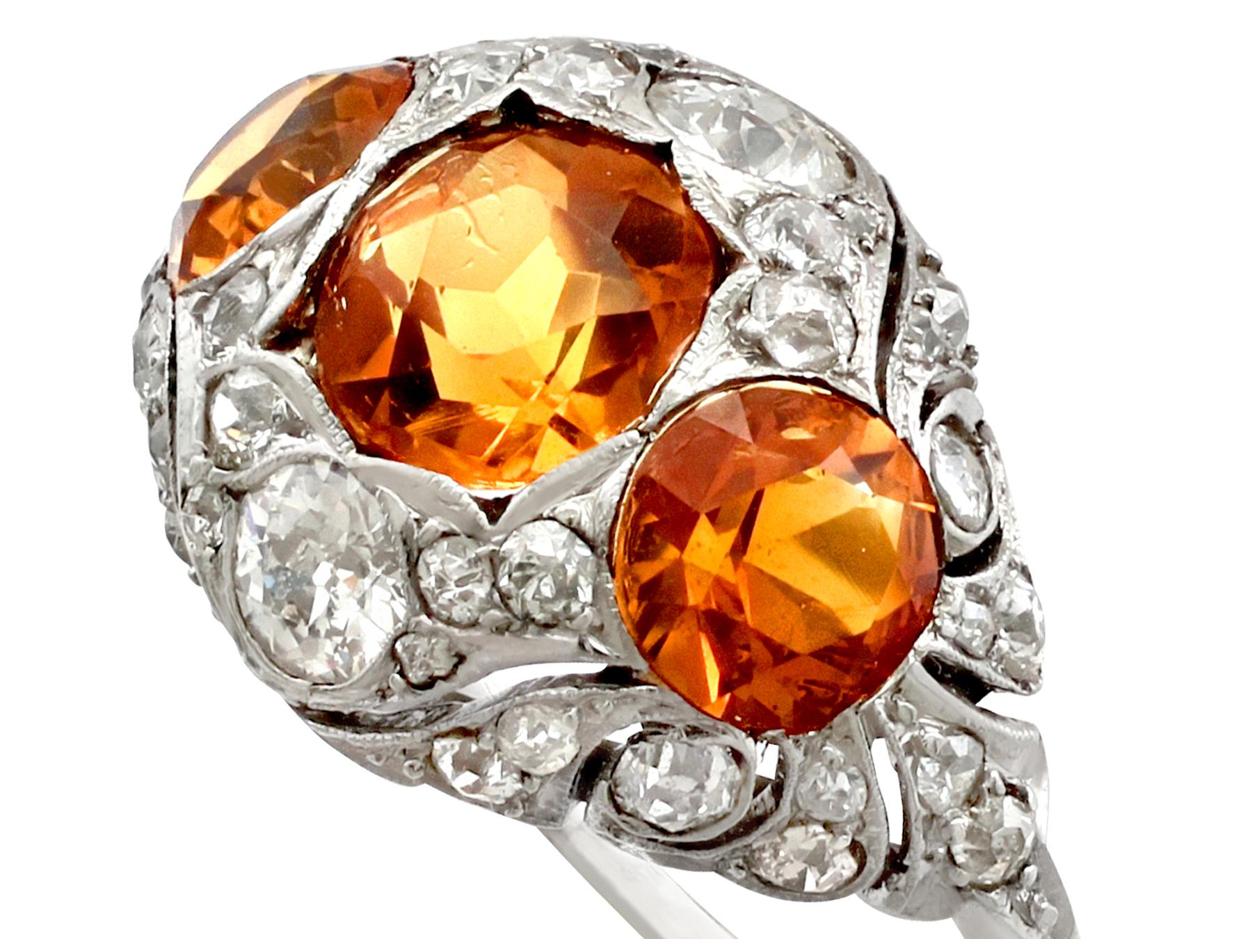 Antique 1910s 2.55 Carat Citrine and Diamond Gold Cocktail Ring In Excellent Condition In Jesmond, Newcastle Upon Tyne