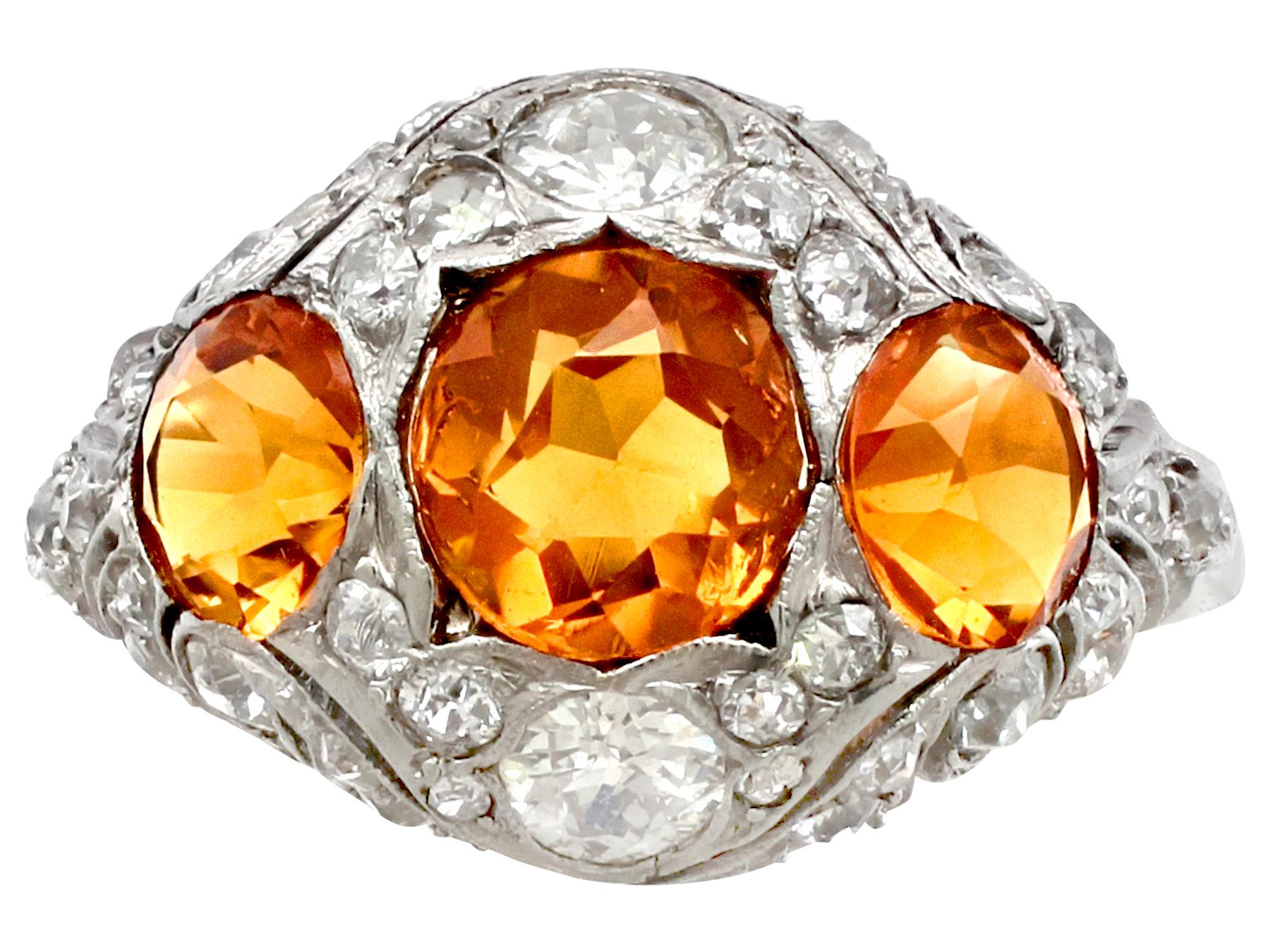 Women's Antique 1910s 2.55 Carat Citrine and Diamond Gold Cocktail Ring