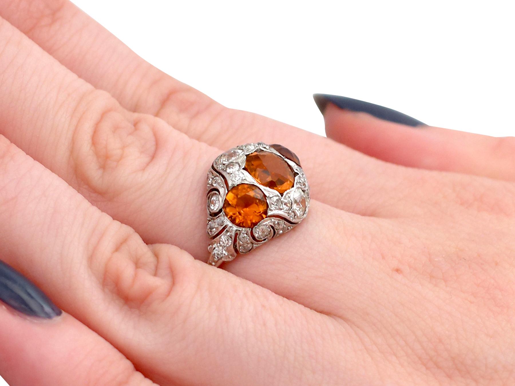 Antique 1910s 2.55 Carat Citrine and Diamond Gold Cocktail Ring 3