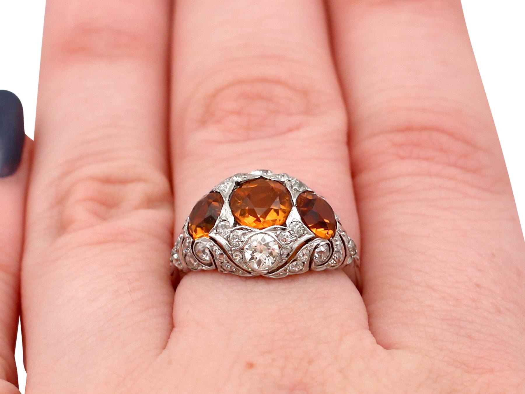 Antique 1910s 2.55 Carat Citrine and Diamond Gold Cocktail Ring 4