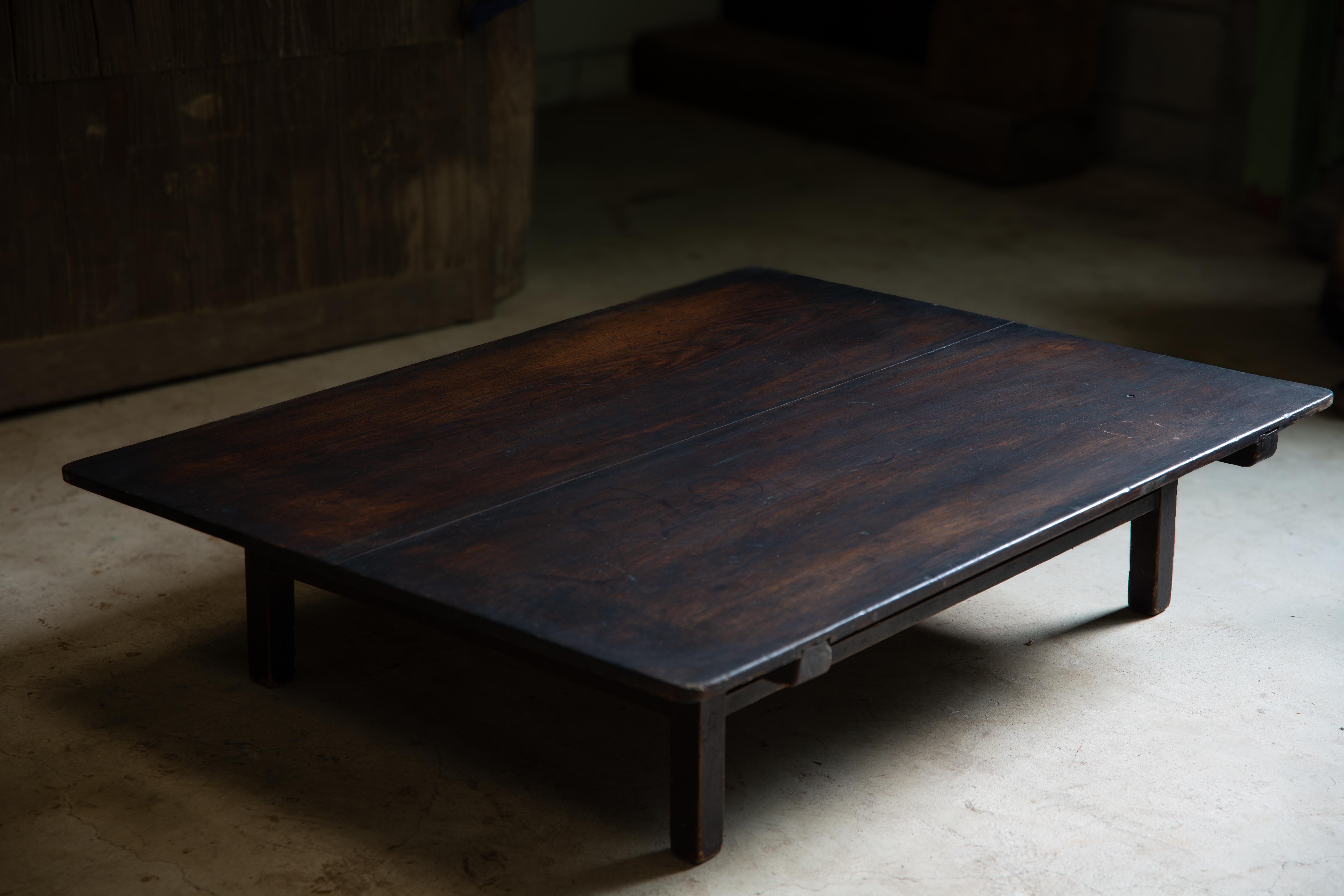 Folk Art 1910s-30s Japanese antique Zataku low table, Wabi sabi coffee table. primitive