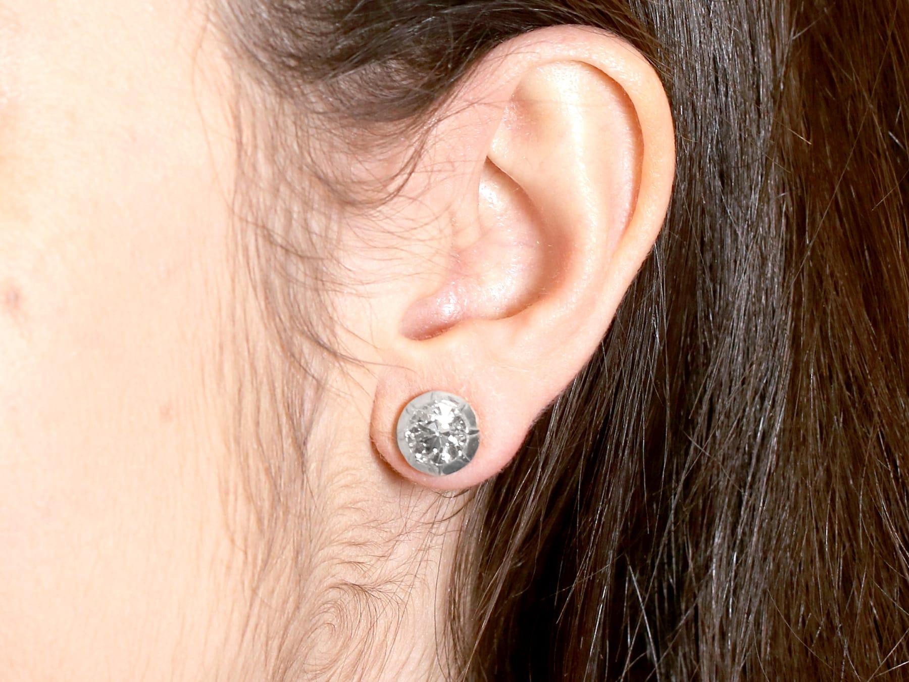 Edwardian 3.58 Carat Diamond Stud Earrings For Sale 2