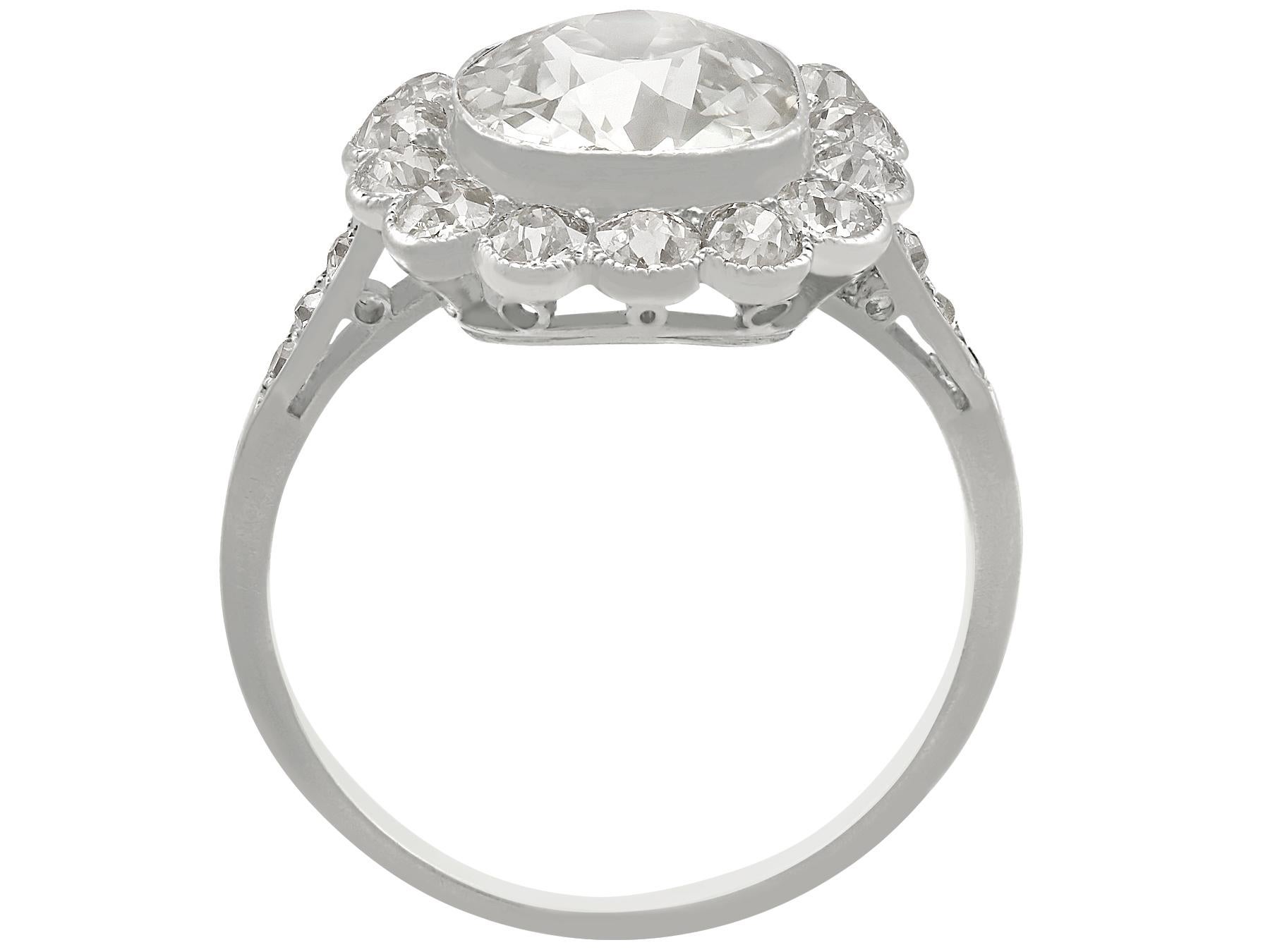 Women's 1910s 4.47 Carat Diamond and Platinum Cluster Ring