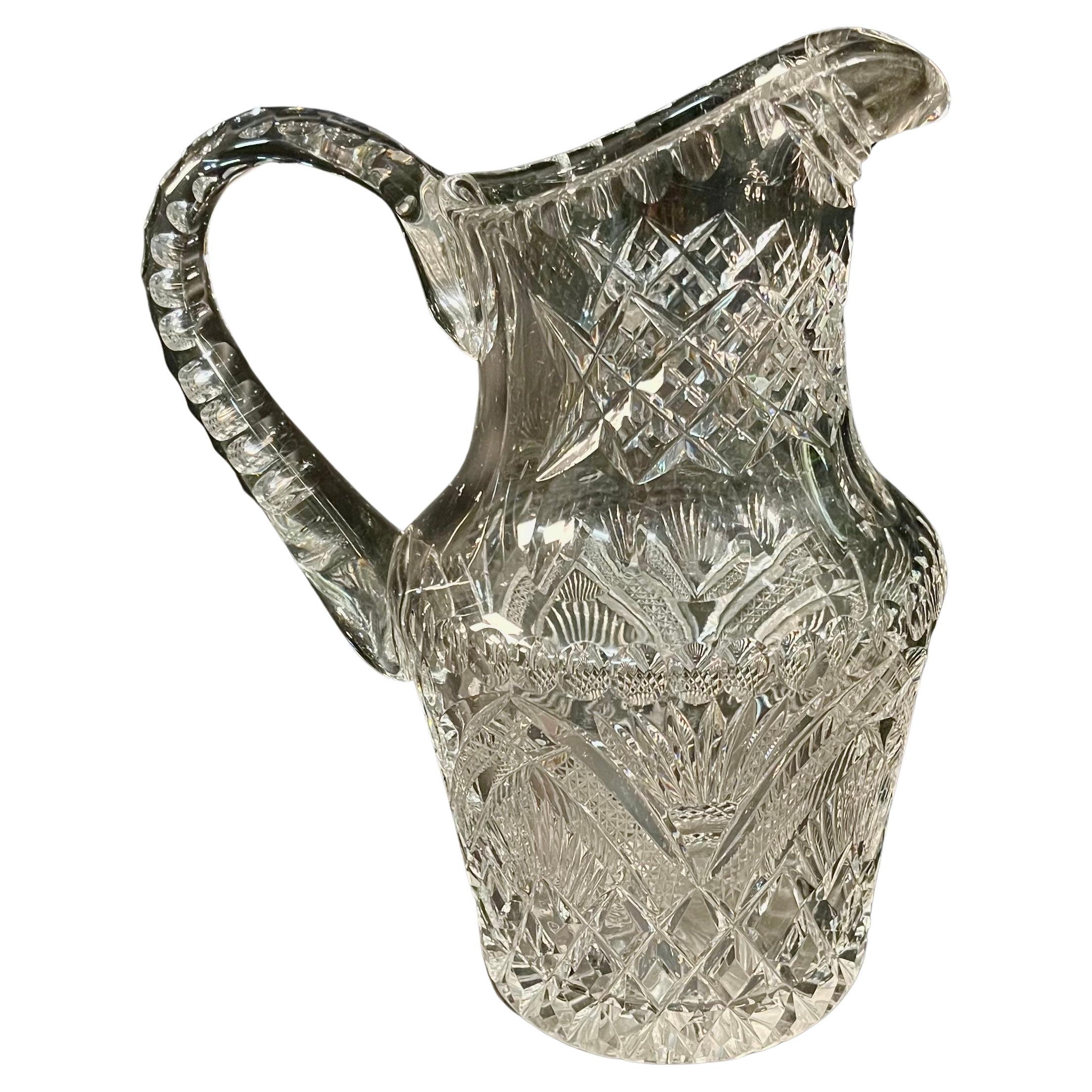1910s American Brilliant Period (ABP) Cut Crystal Pitcher For Sale