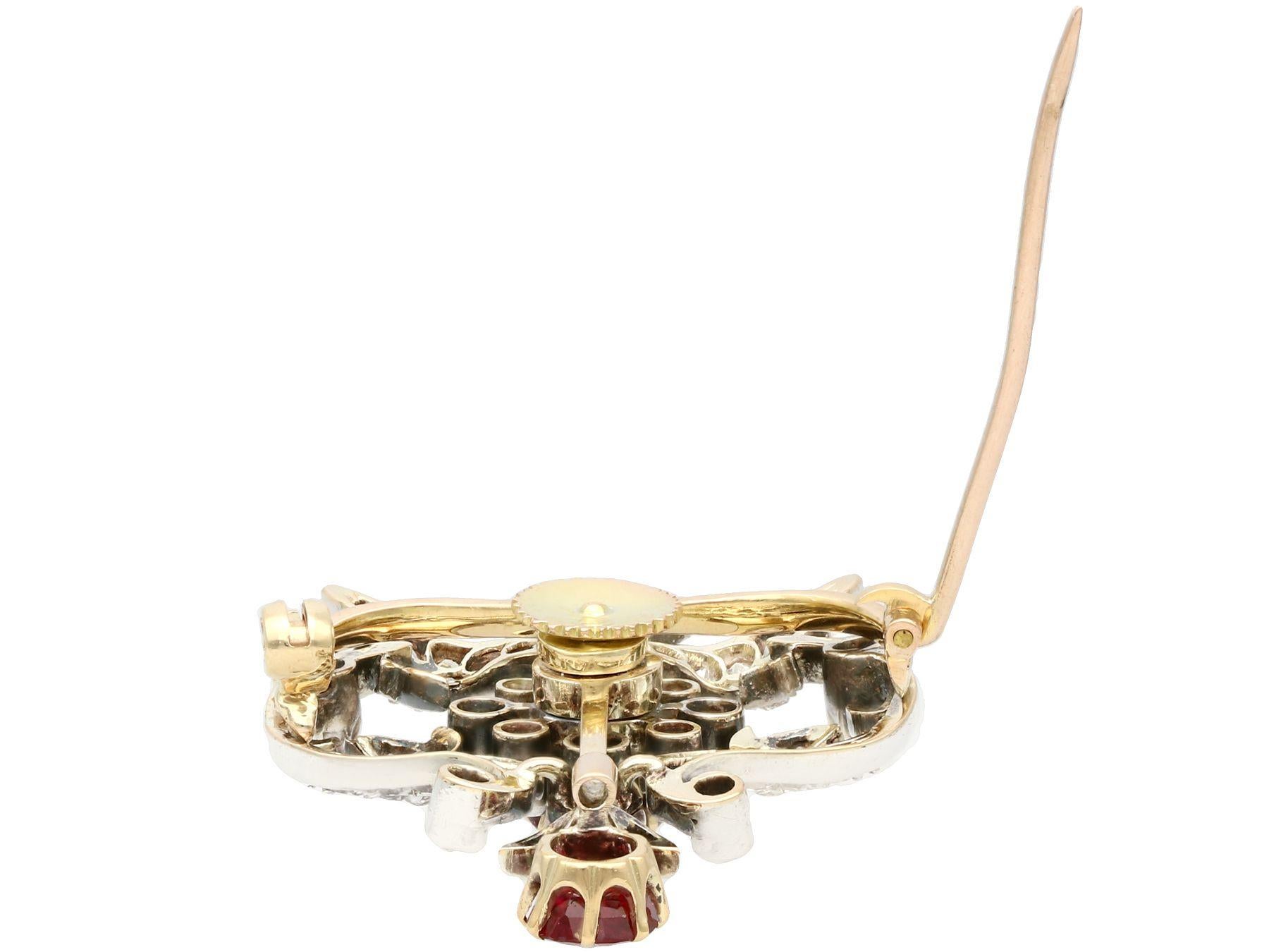 Spilla antica in oro giallo con rubino da 2,05 carati e diamante da 1,70 carati del 1910 in vendita 1