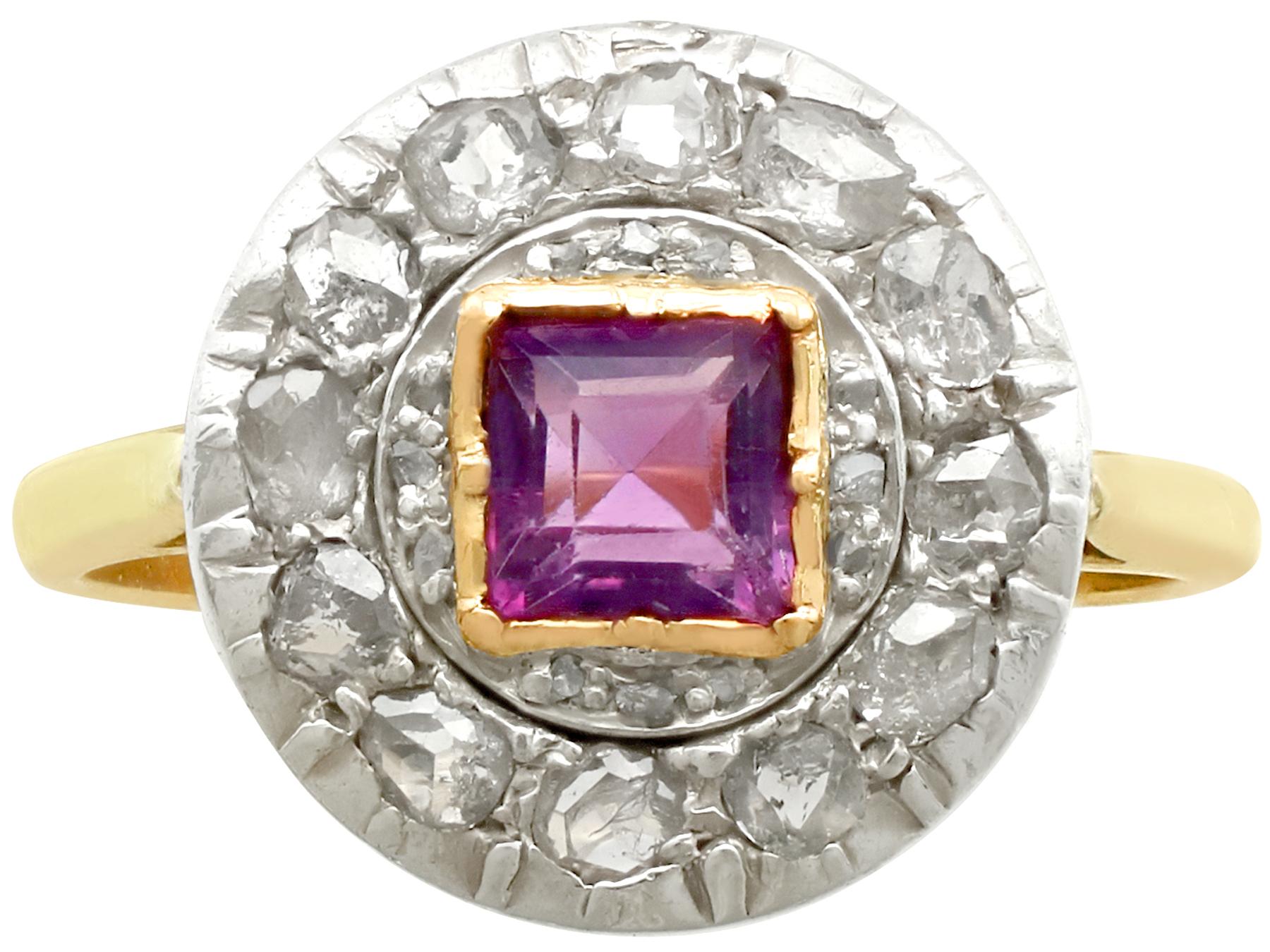 1910s Antique Amethyst Diamond Yellow Gold Cocktail Ring In Excellent Condition In Jesmond, Newcastle Upon Tyne
