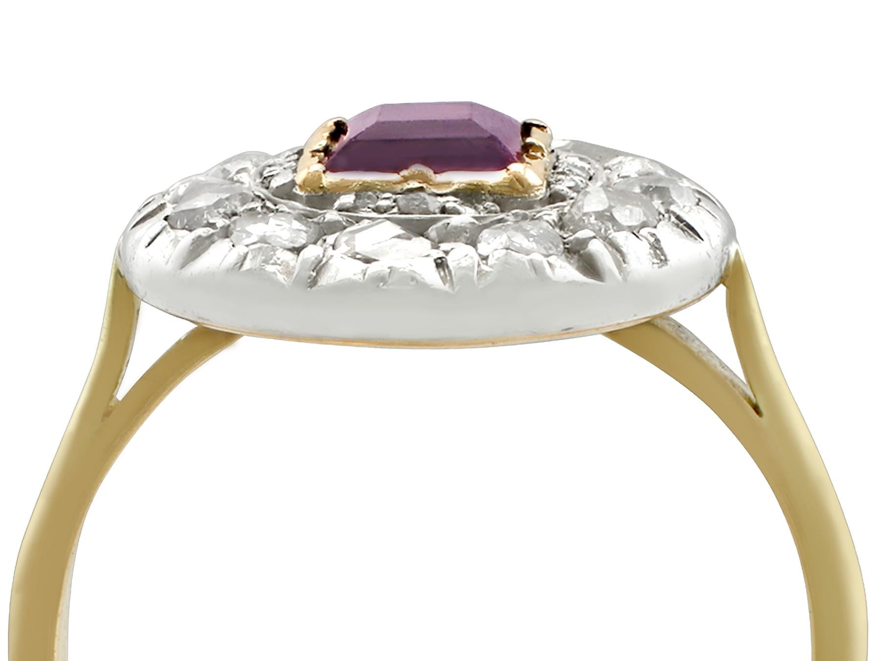 Women's 1910s Antique Amethyst Diamond Yellow Gold Cocktail Ring