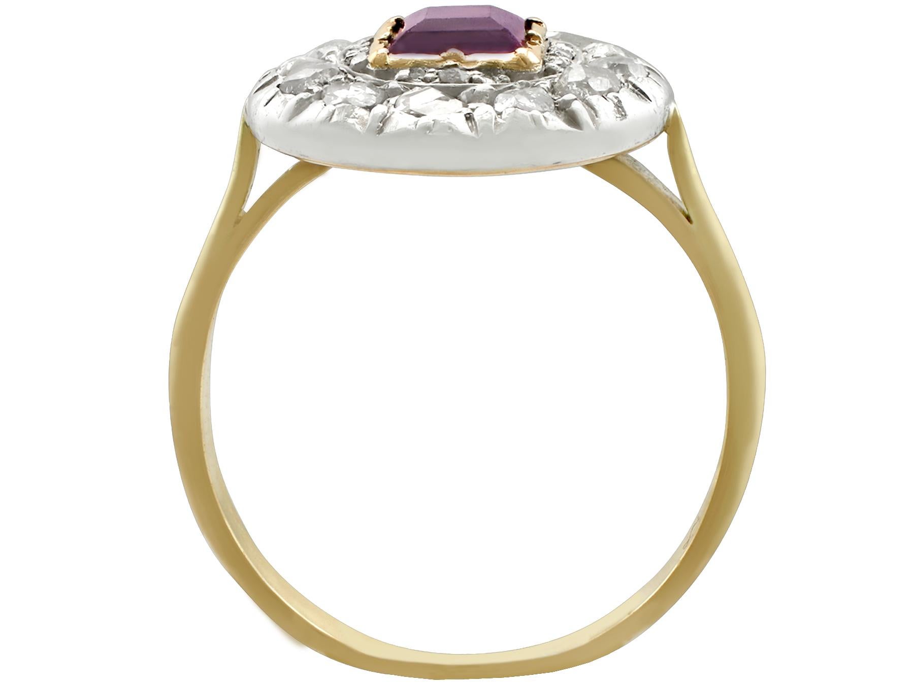1910s Antique Amethyst Diamond Yellow Gold Cocktail Ring 1