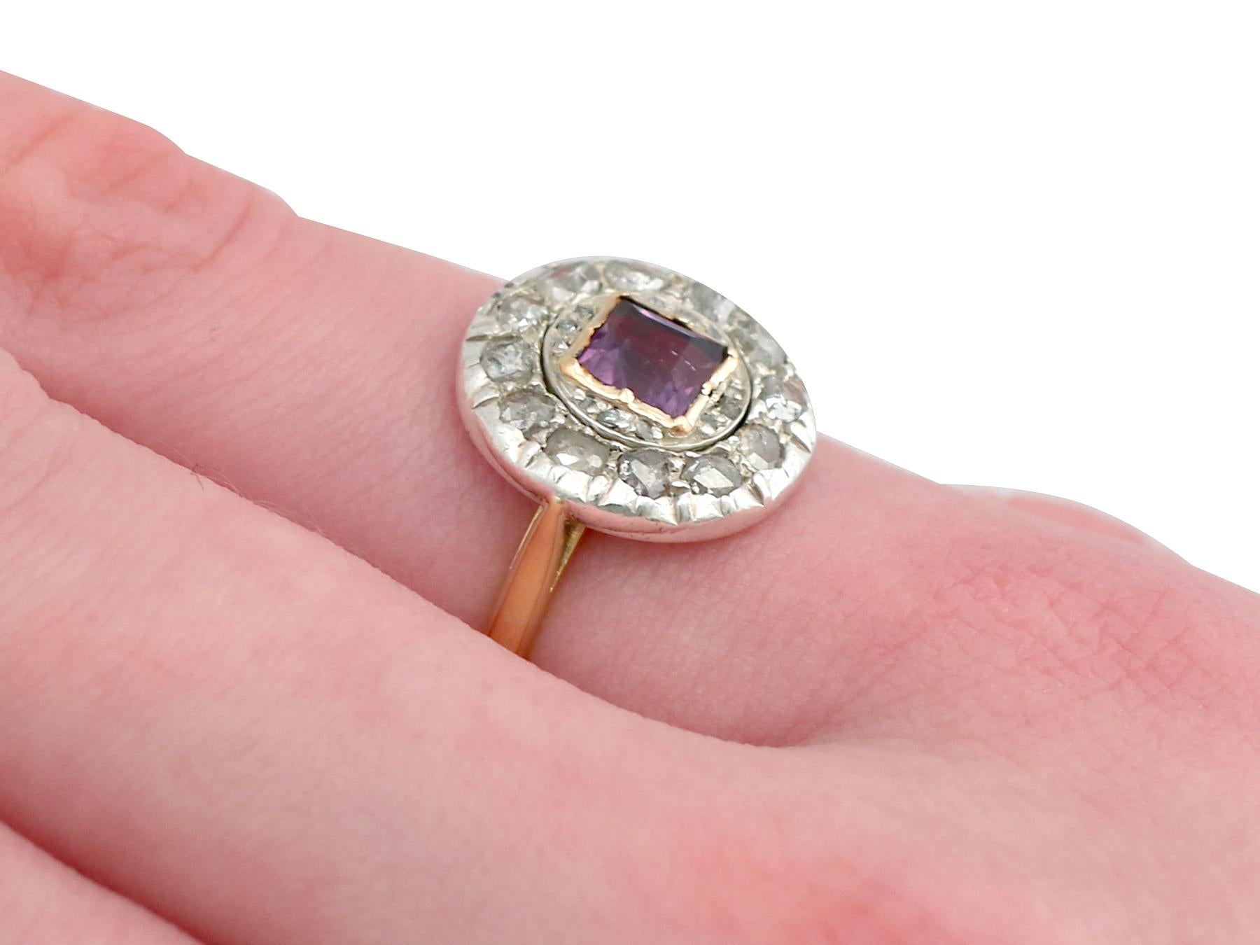 1910s Antique Amethyst Diamond Yellow Gold Cocktail Ring 4
