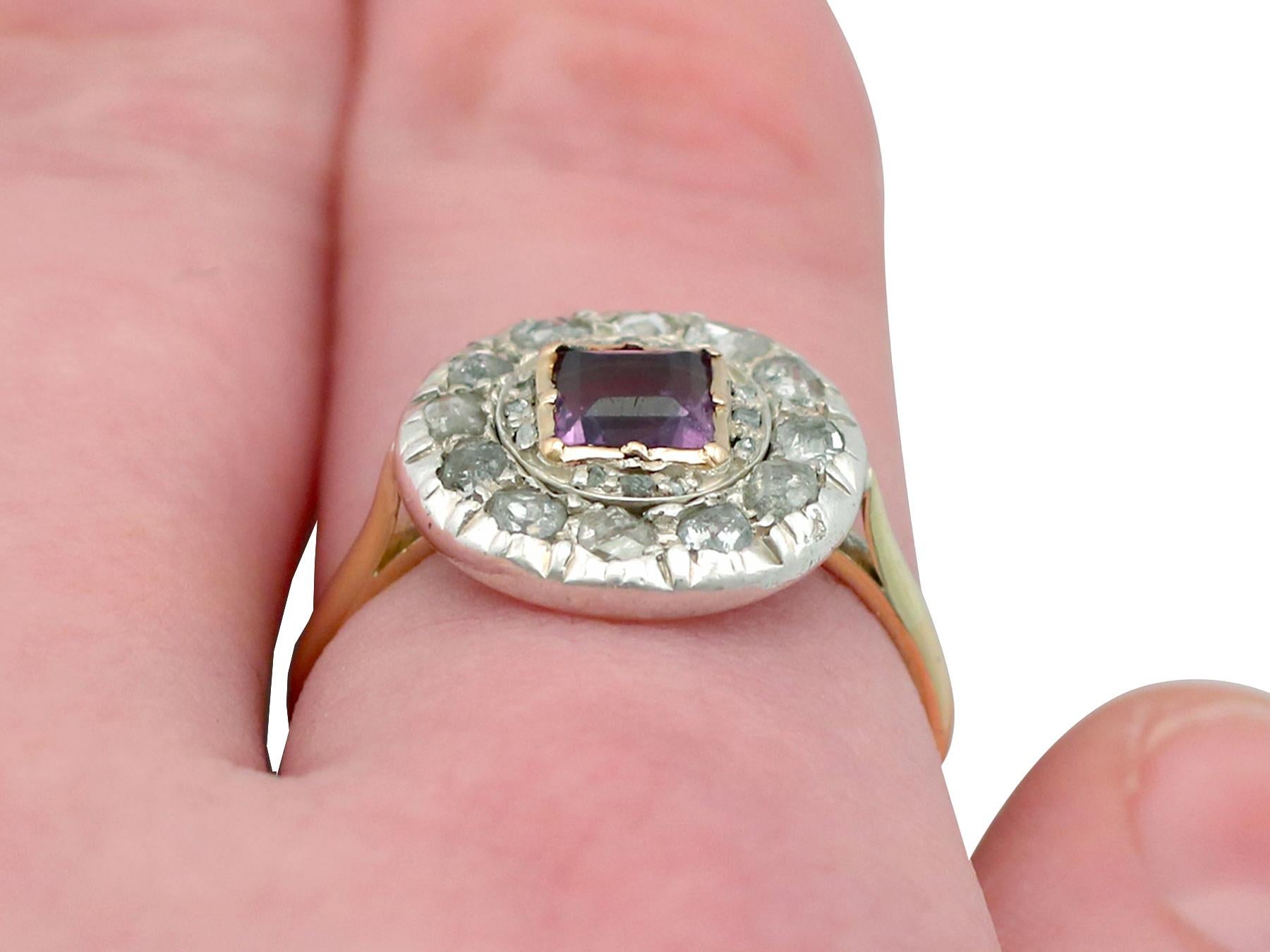 1910s Antique Amethyst Diamond Yellow Gold Cocktail Ring 5