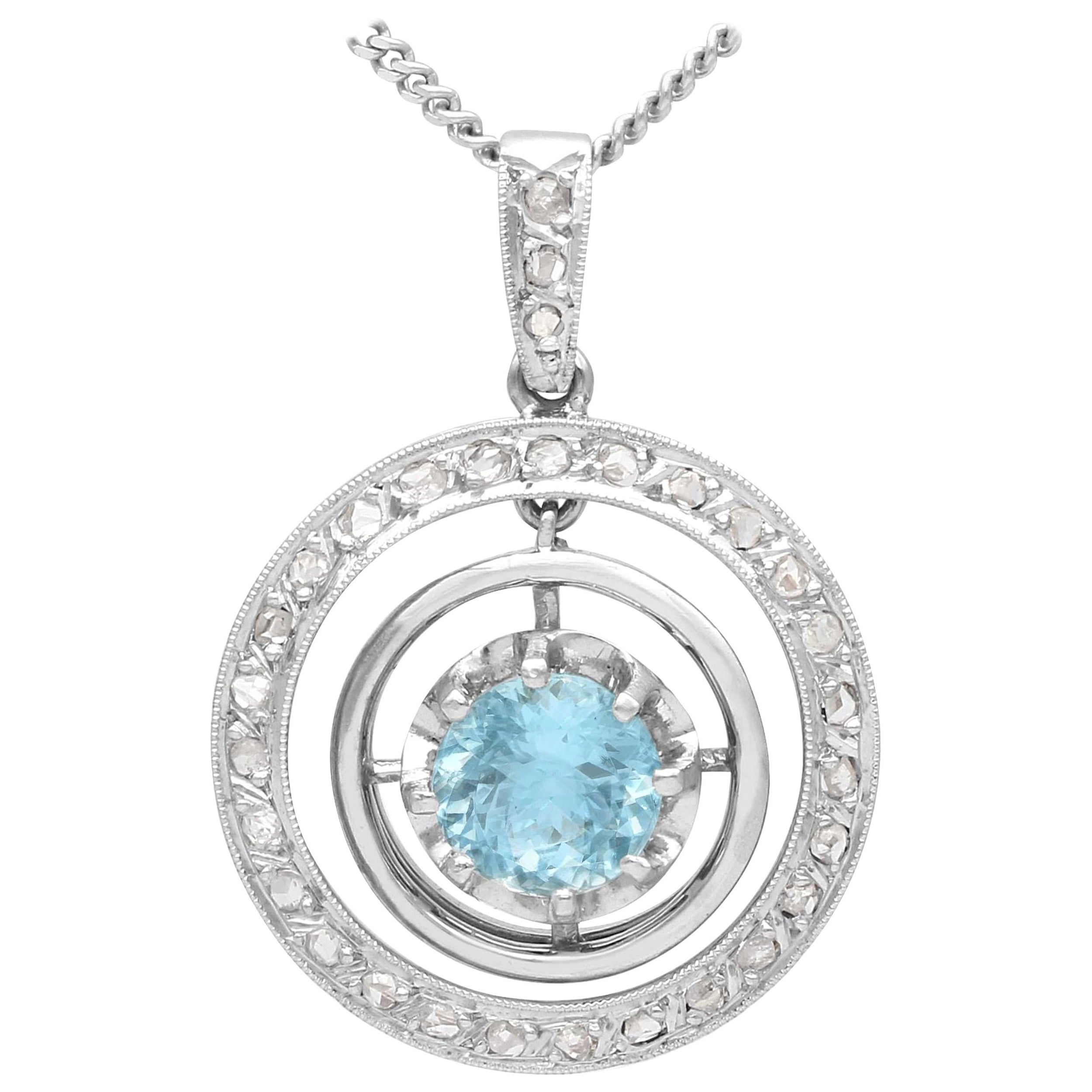 Collana antica in oro giallo e diamanti con acquamarina del 1910