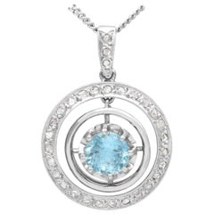 Collana antica in oro giallo e diamanti con acquamarina del 1910