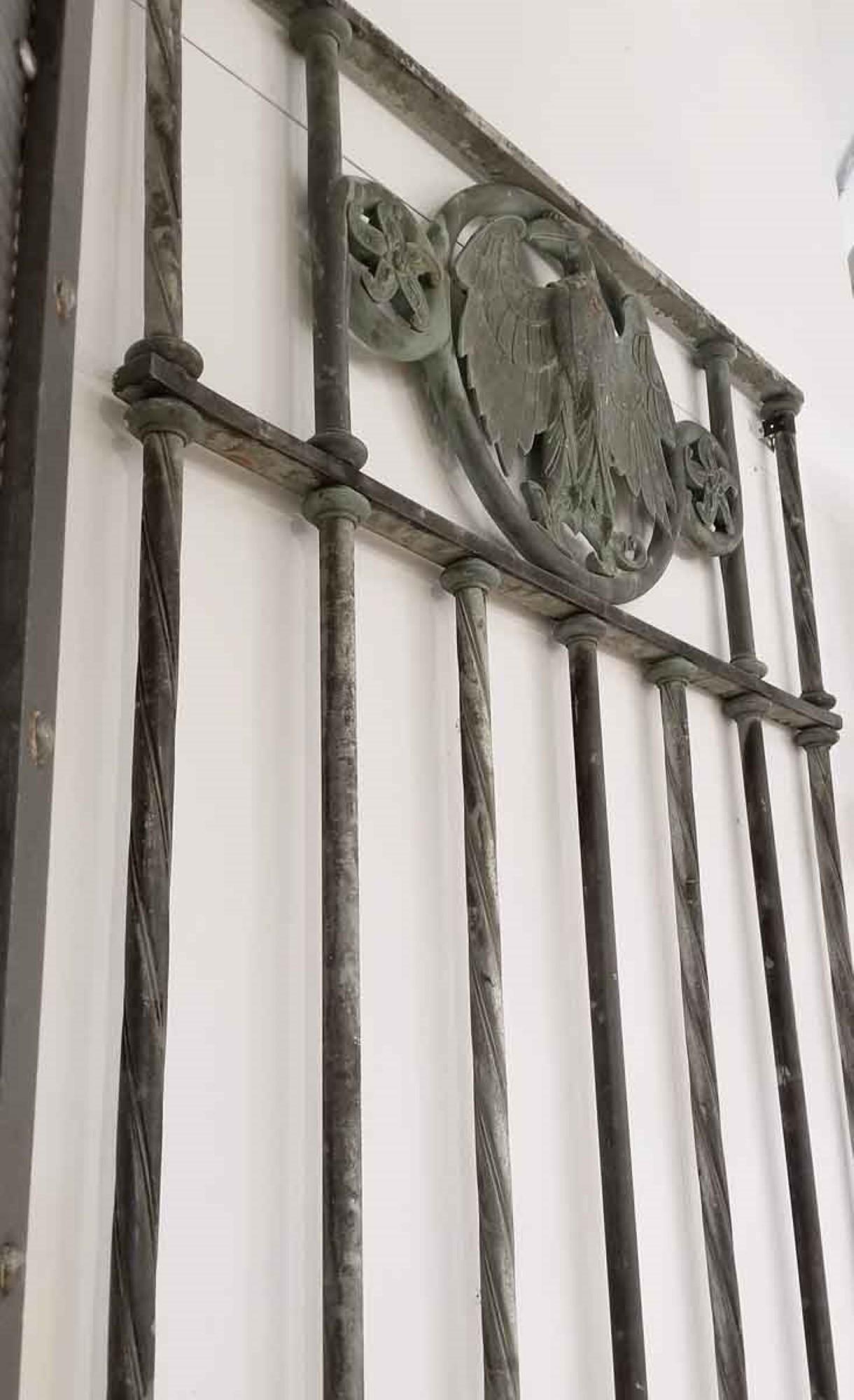 1910s Antique Bronze Window Guard or Door Panel Insert with Eagle Medallion  1