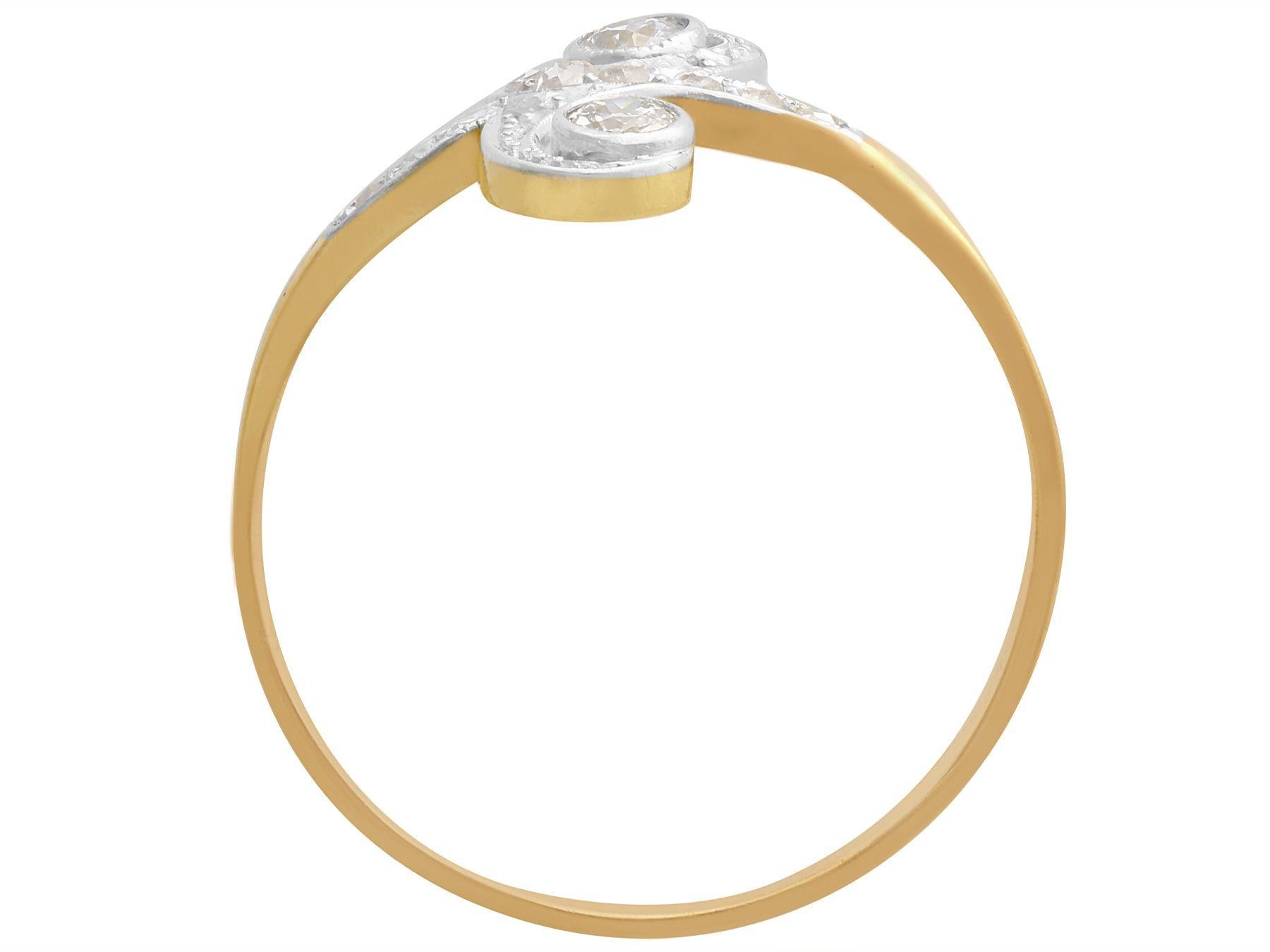 Women's 1910s Antique Diamond and Yellow Gold Cocktail Ring For Sale