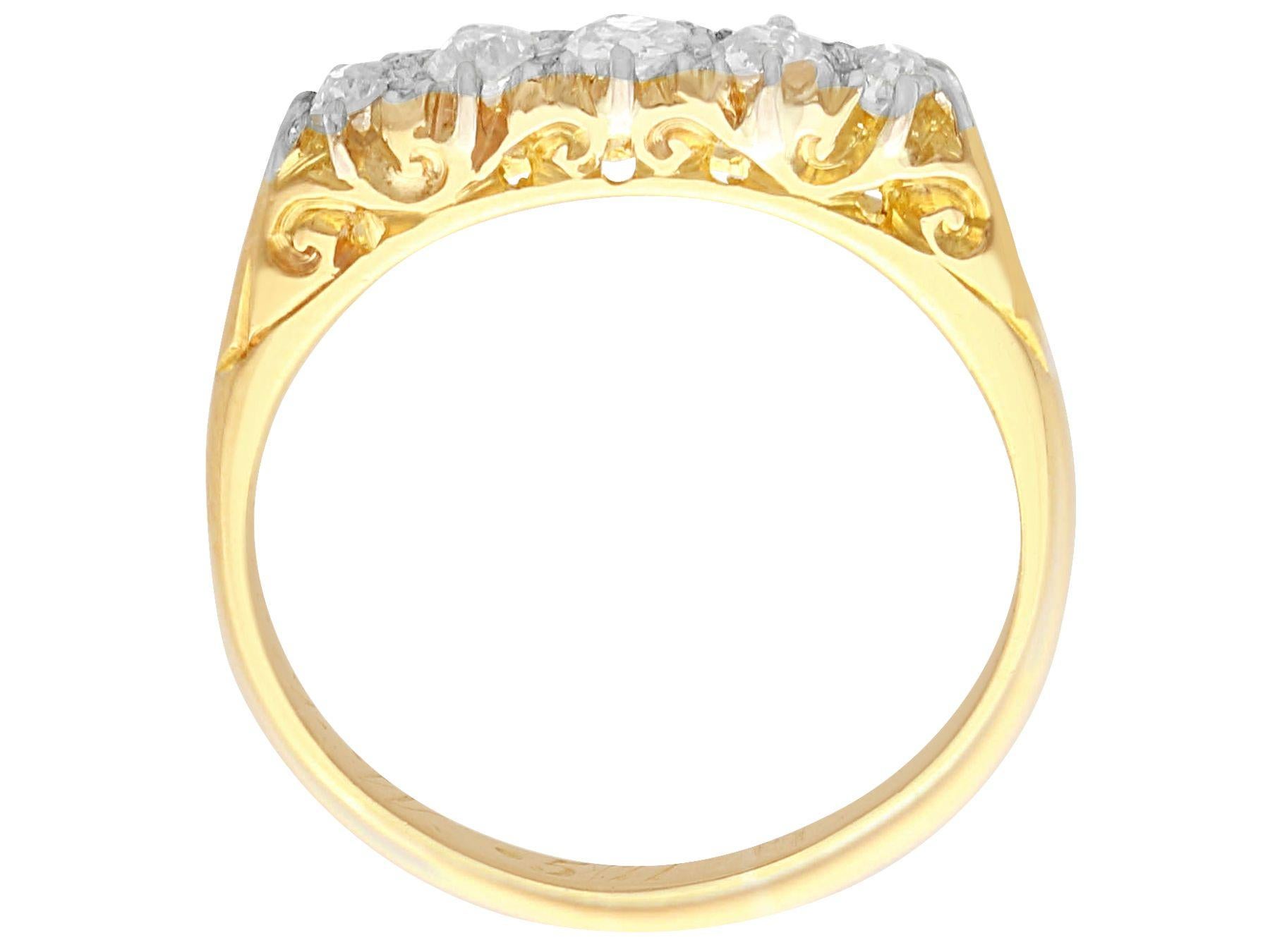 Women's 1910s Antique Diamond and Yellow Gold Five-Stone Ring For Sale