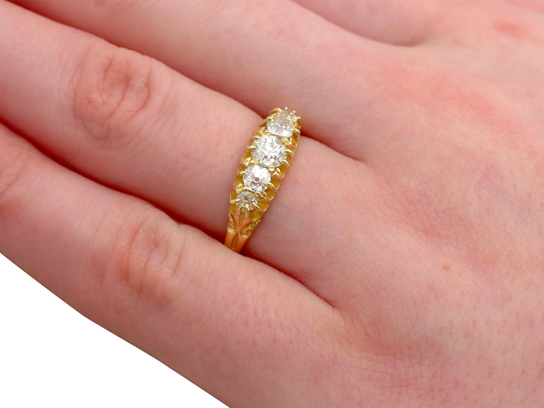 1910s Antique Diamond and Yellow Gold Five-Stone Engagement Ring 1