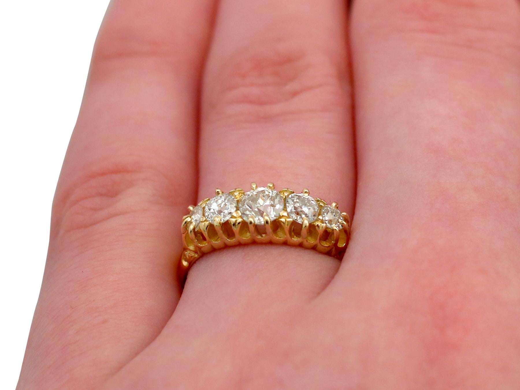 1910s Antique Diamond and Yellow Gold Five-Stone Engagement Ring 2