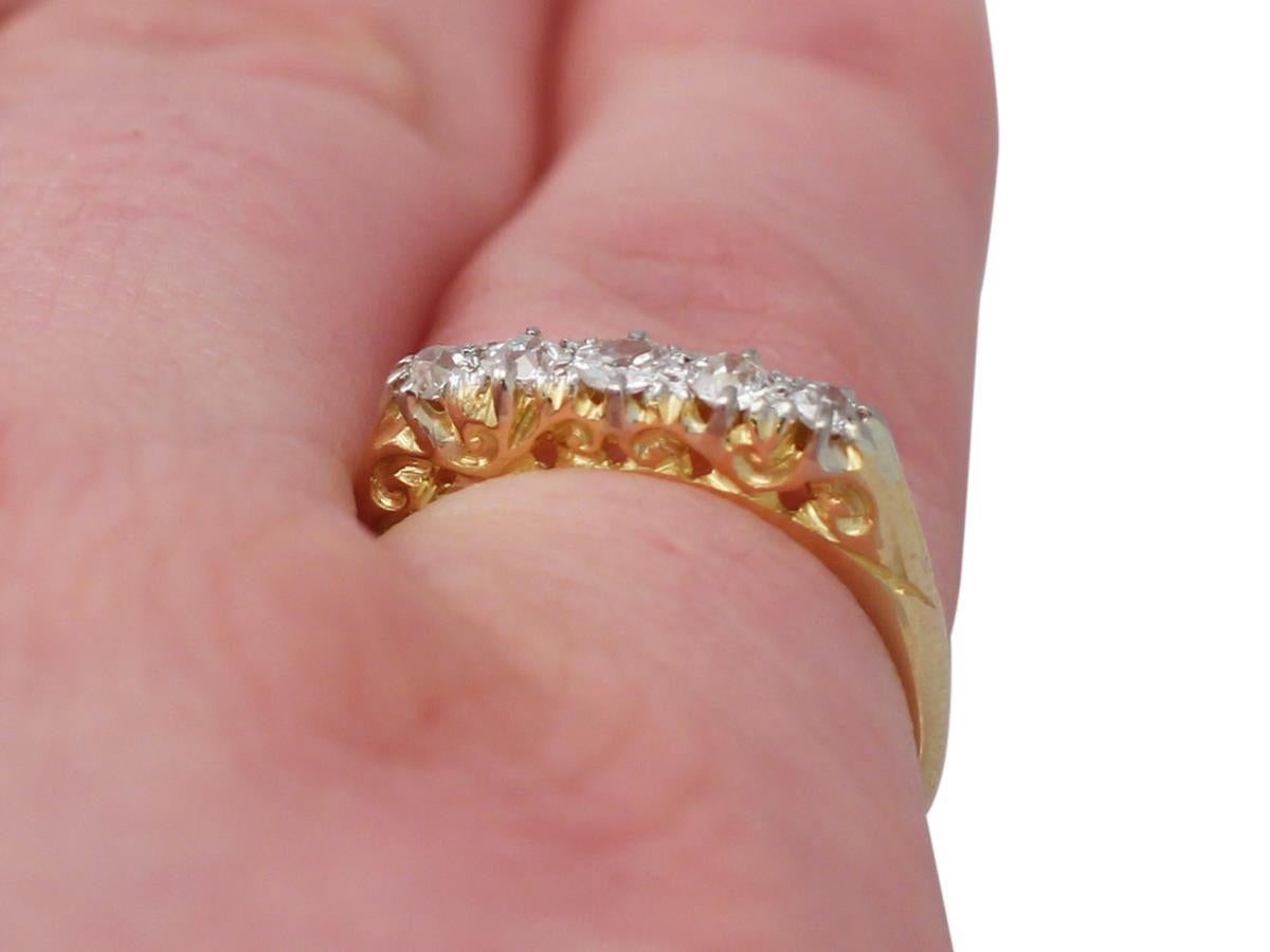1910s Antique Diamond and Yellow Gold Five-Stone Ring For Sale 3