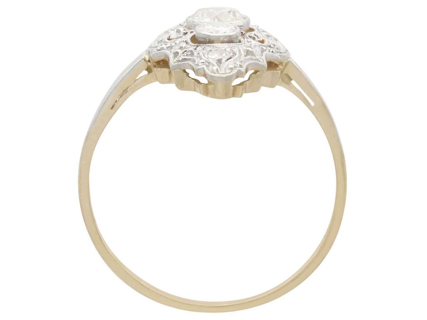 1910s Antique Diamond and Yellow Gold Marquise Ring In Excellent Condition In Jesmond, Newcastle Upon Tyne