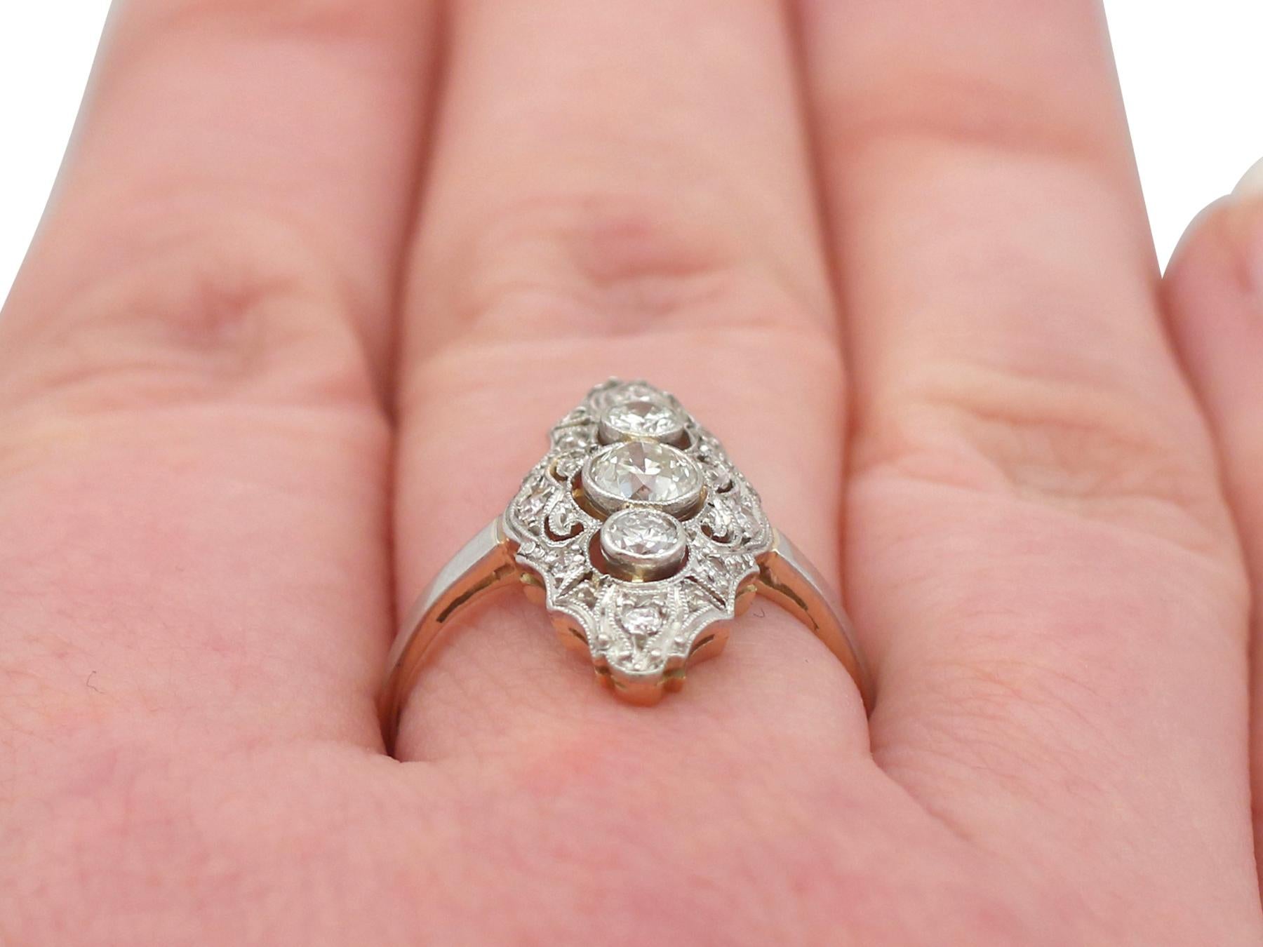 1910s Antique Diamond and Yellow Gold Marquise Ring 2