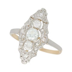 1910s Antique Diamond and Yellow Gold Marquise Ring