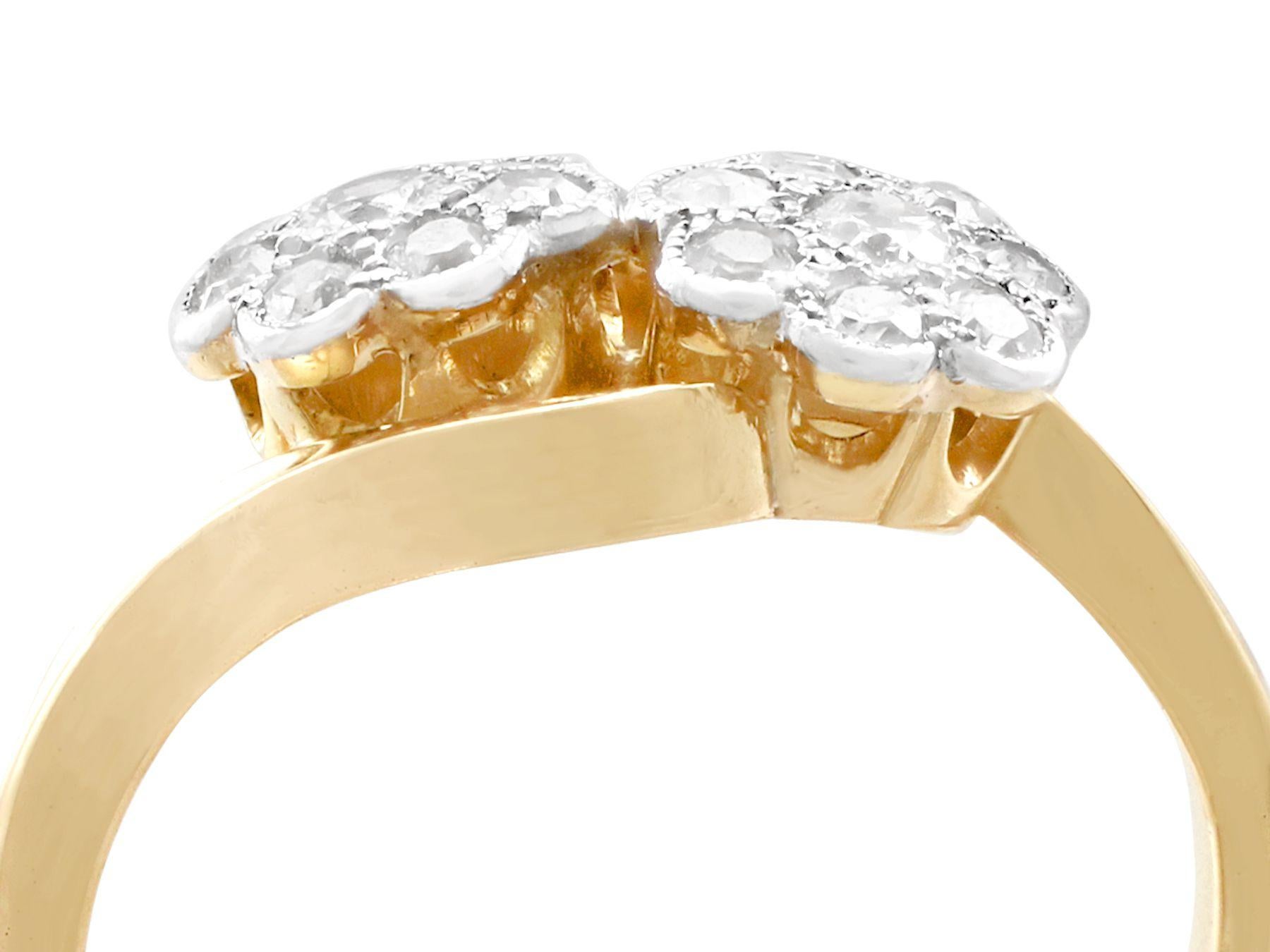 An impressive antique 0.48 carat diamond and 18 karat yellow gold, 18 karat white gold set twist ring; part of our diverse diamond jewelry collections

This fine and impressive antique diamond ring has been crafted in 18k yellow gold with an 18k