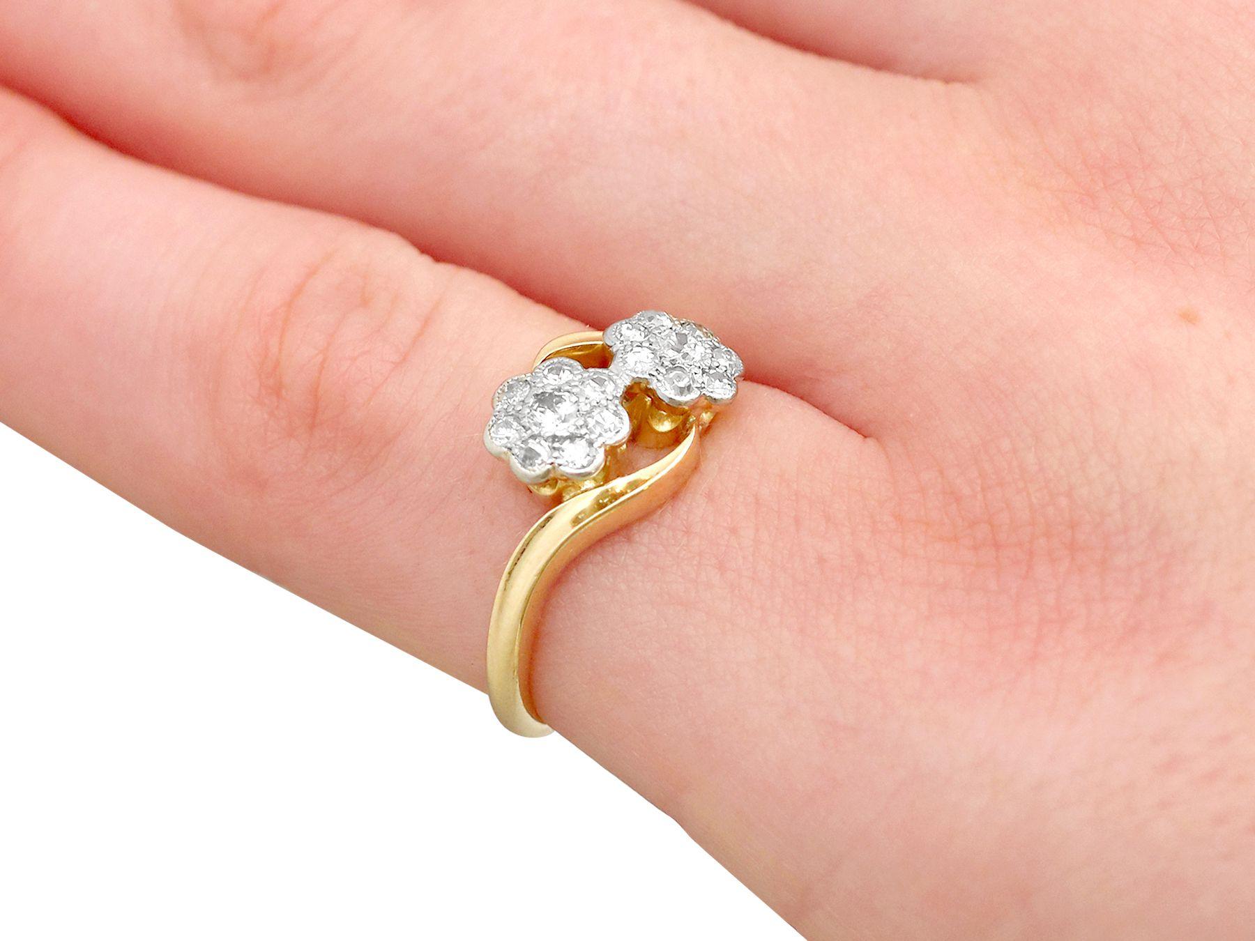 Antique Diamond and Yellow Gold Twist Ring For Sale 2