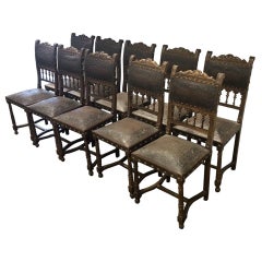 1910s Antique Dining Chairs, Set of 10