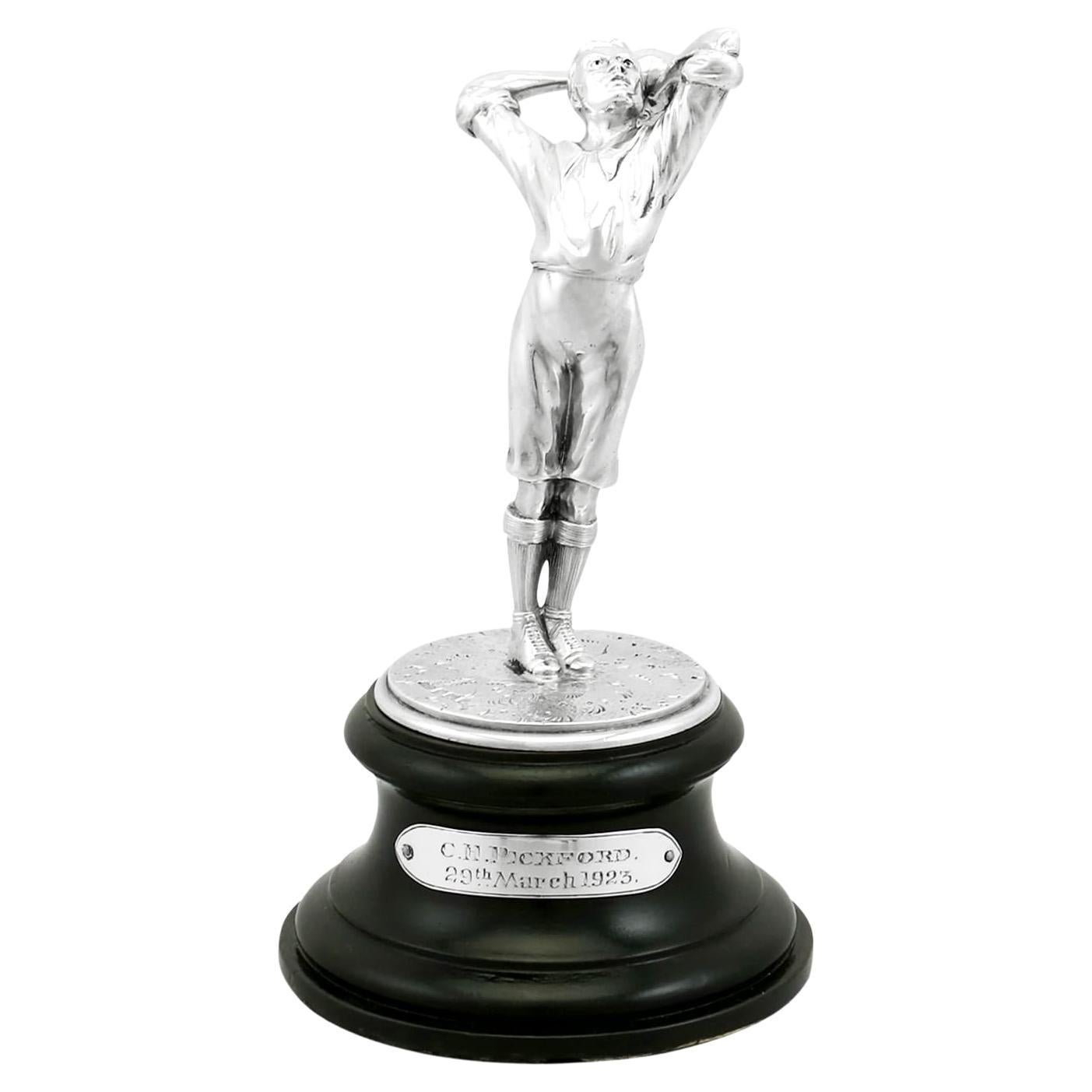 Edwardian Sterling Silver Football Presentation Trophy For Sale