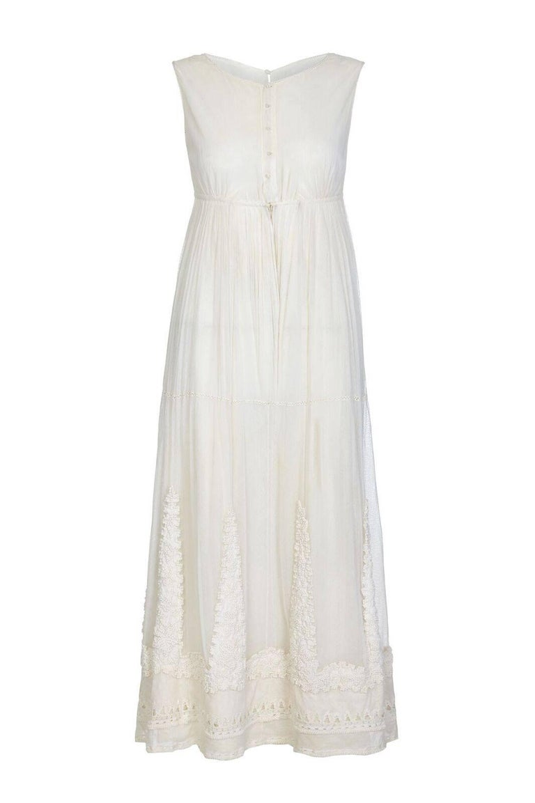 1910s Antique Ivory Tulle Wedding Dress with Knotted Tunic For Sale at  1stDibs