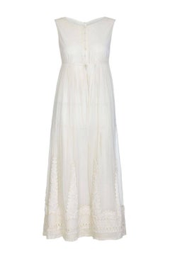 1910s Antique Ivory Tulle Wedding Dress with Knotted Tunic