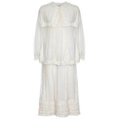 1910s Used Ivory Tulle Wedding Dress with Knotted Tunic 