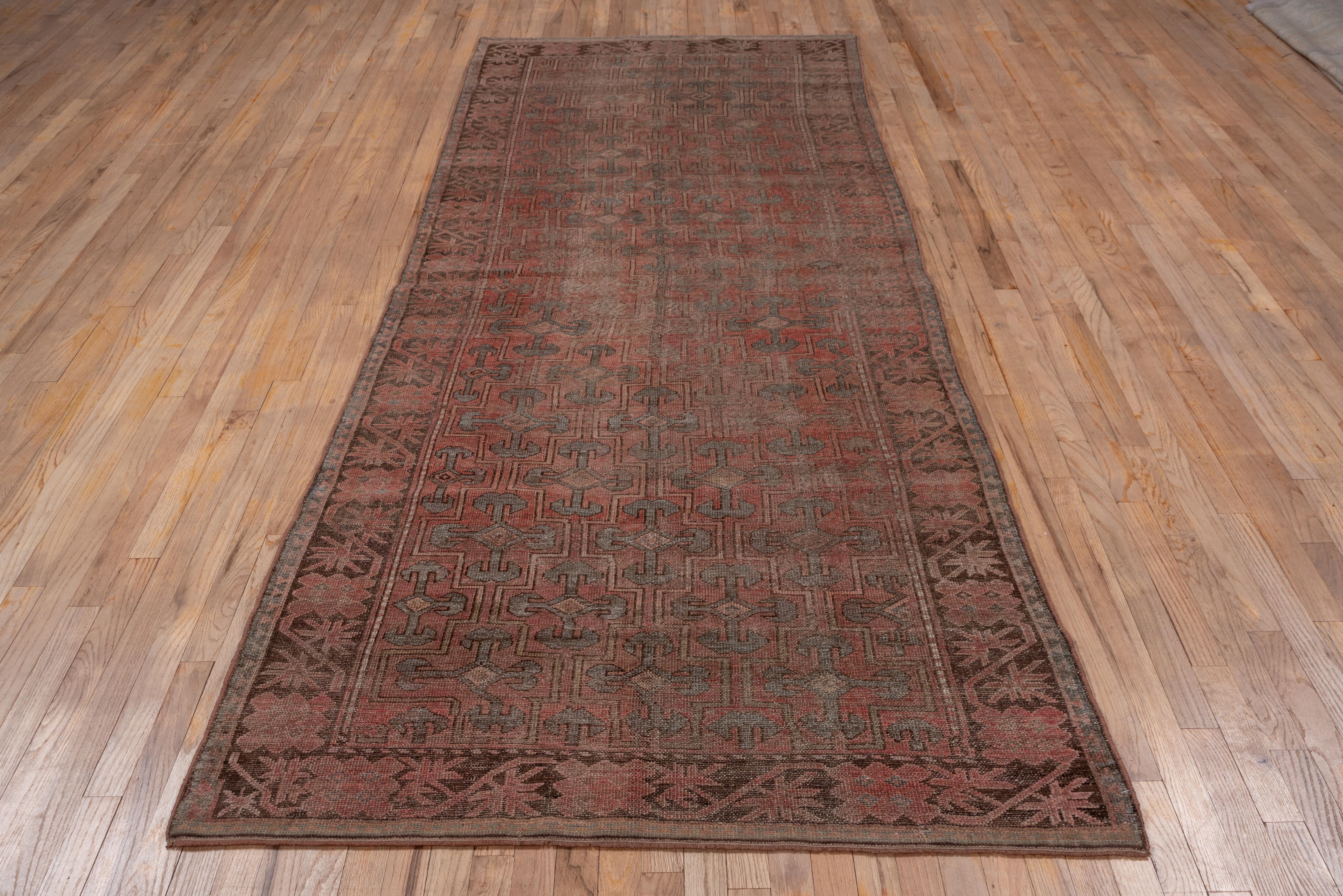1910s Antique Khotan Gallery Rug, Periwinkle & Pink Palette In Good Condition For Sale In New York, NY