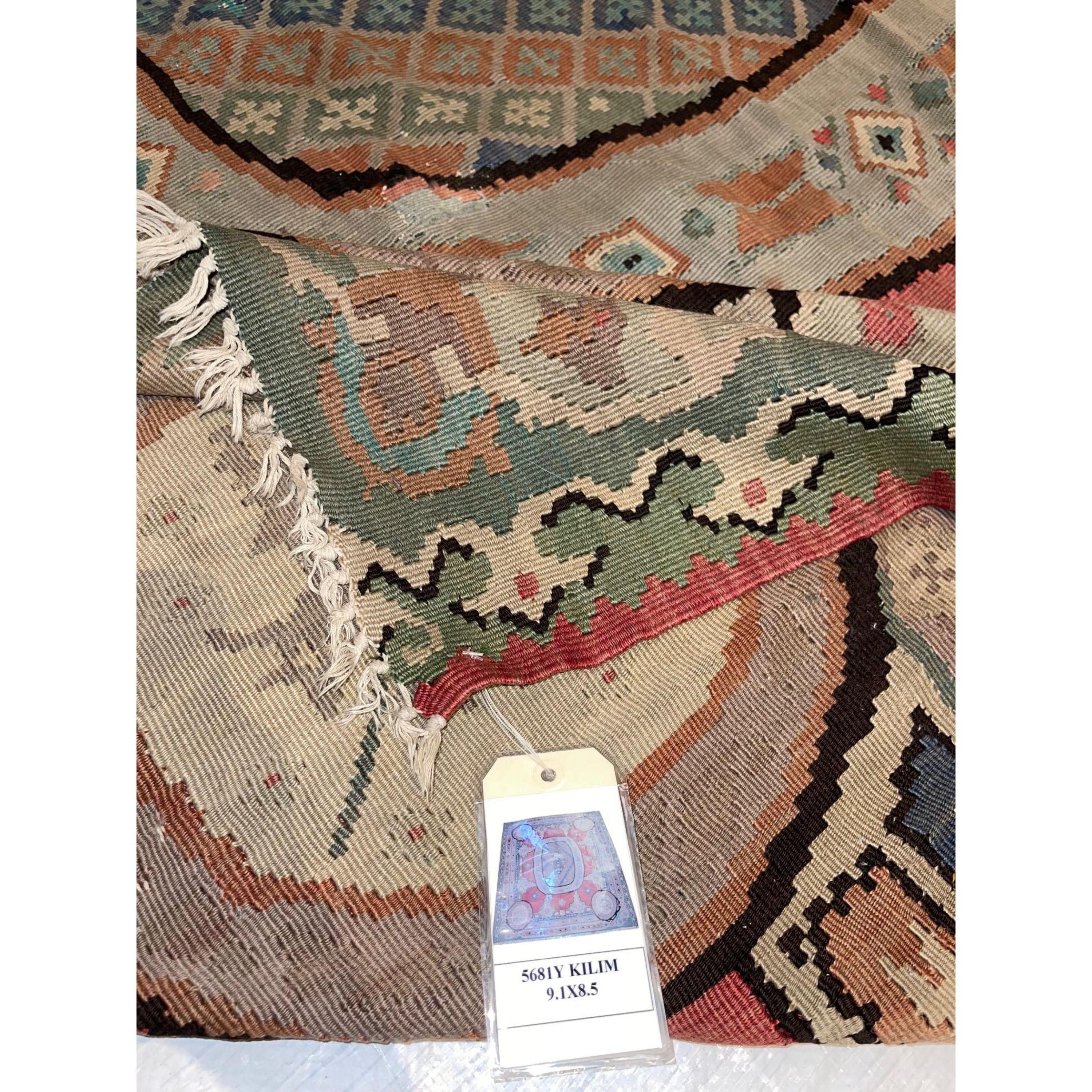 Asian 1910s Antique Kilim Rug For Sale