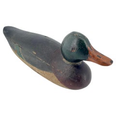 1910s Vintage Mallard Drake Factory Duck Hunting Decoy Forest Green Head