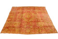 1910s Antique Oushak Turkish Wool Rug In Terracota Color with Allover Design