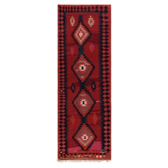 1910s Antique Persian Kilim Red & Pink Tribal Geometric Pattern by Rug & Kilim