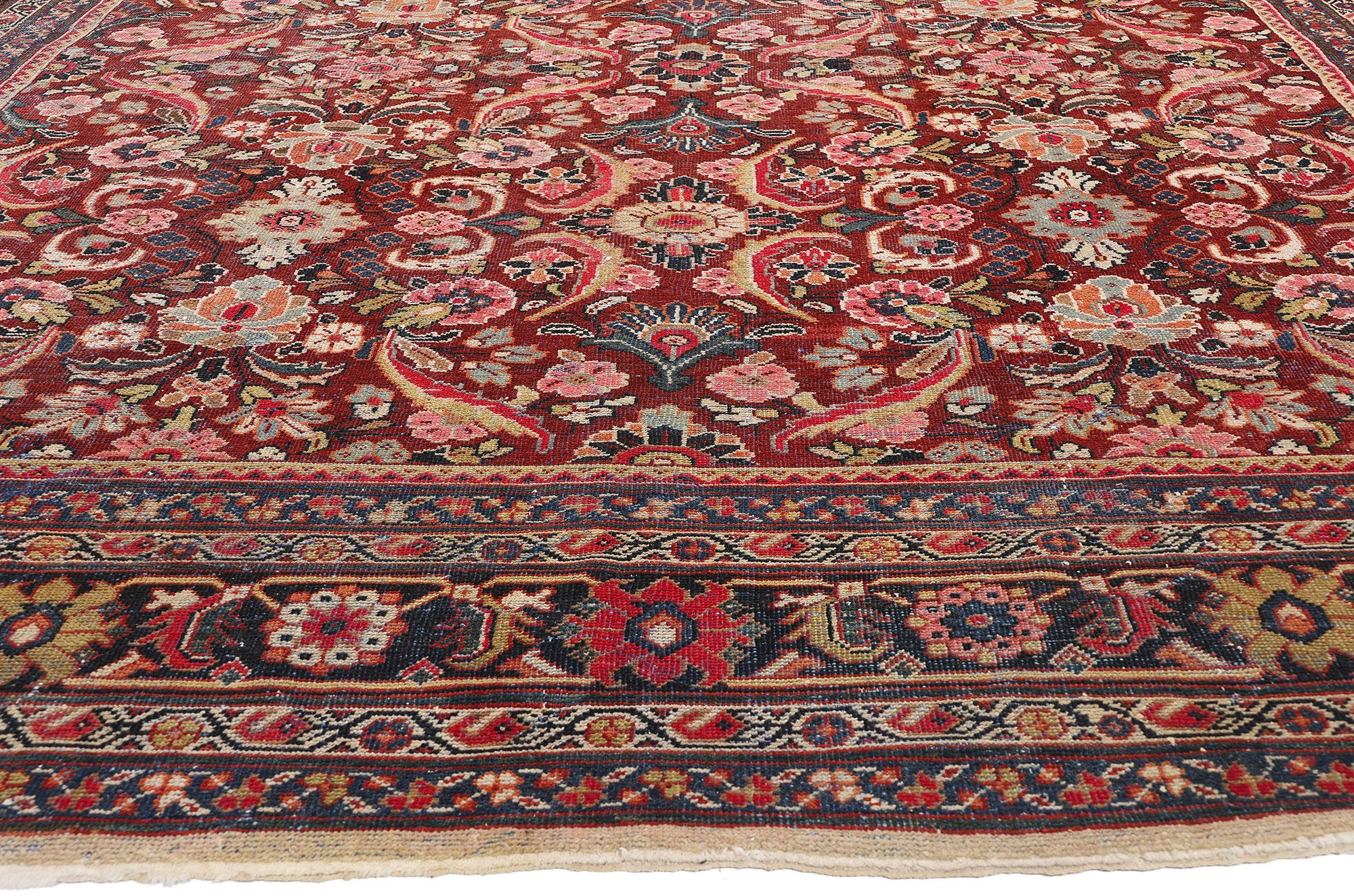 Antiker persischer Mahal-Teppich von 1910 mit traditionellem Stil (Persisch) im Angebot