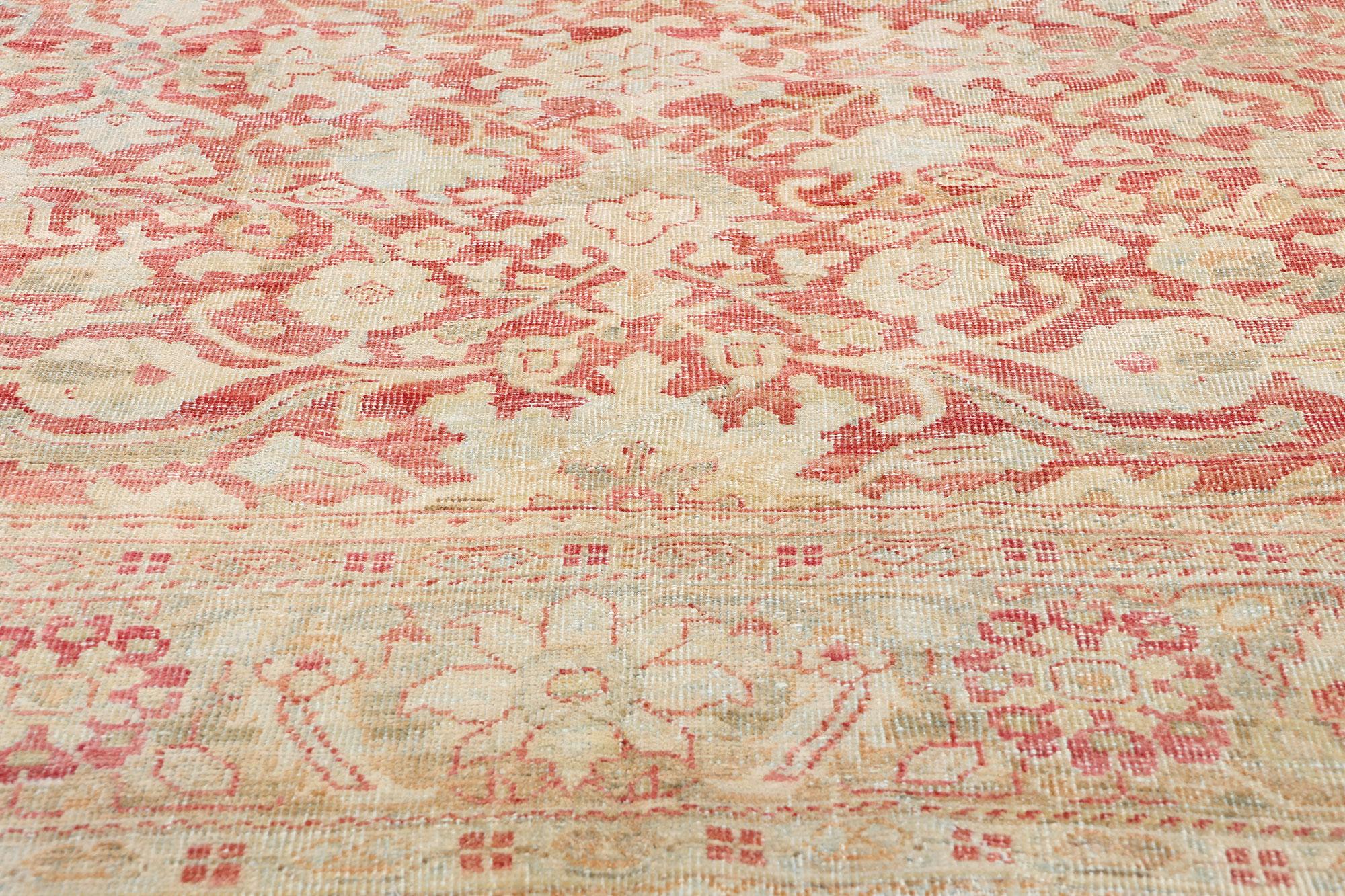 Alfombra Persa Mahal Antigua de 1910 con Estilo Tradicional Anudado a mano en venta