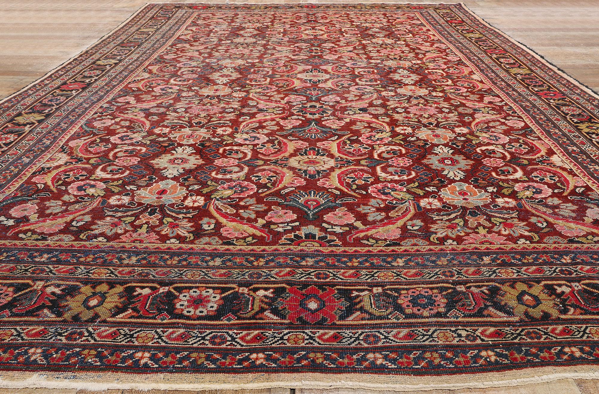 Antiker persischer Mahal-Teppich von 1910 mit traditionellem Stil (Wolle) im Angebot